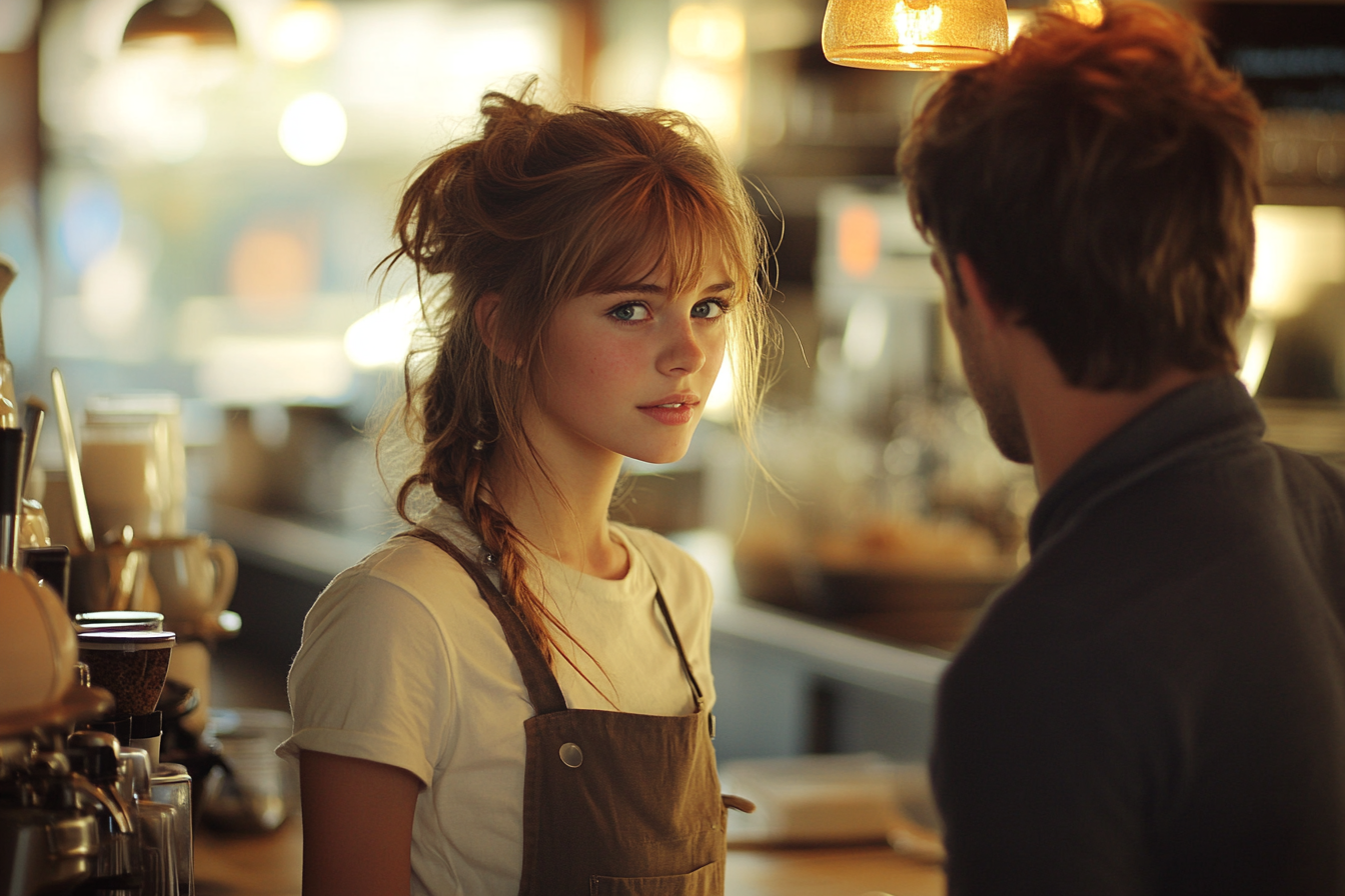 Waitress attending to a rude customer | Source: Midjourney