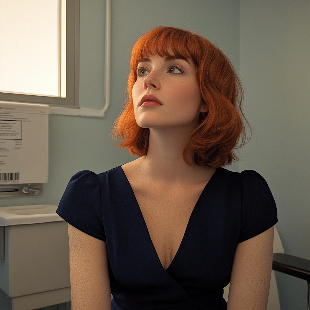 A woman sitting in a doctor's office | Source: Midjourney