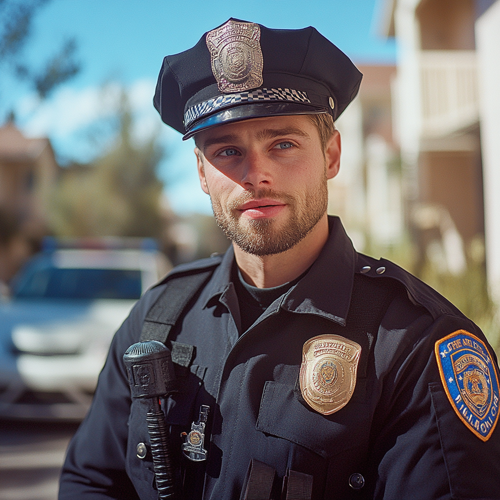 A serious policeman | Source: Midjourney