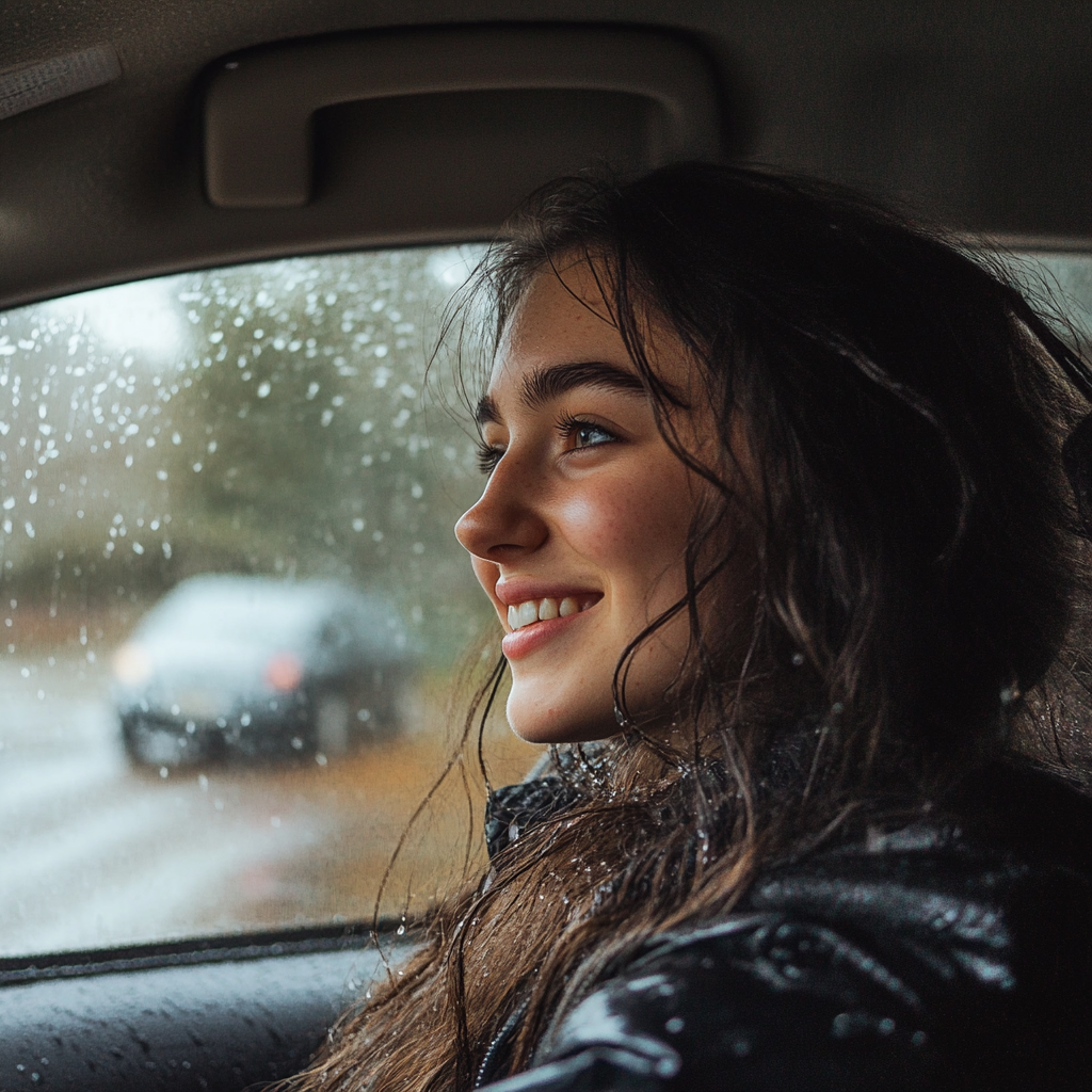 A happy woman driving her car | Source: Midjourney