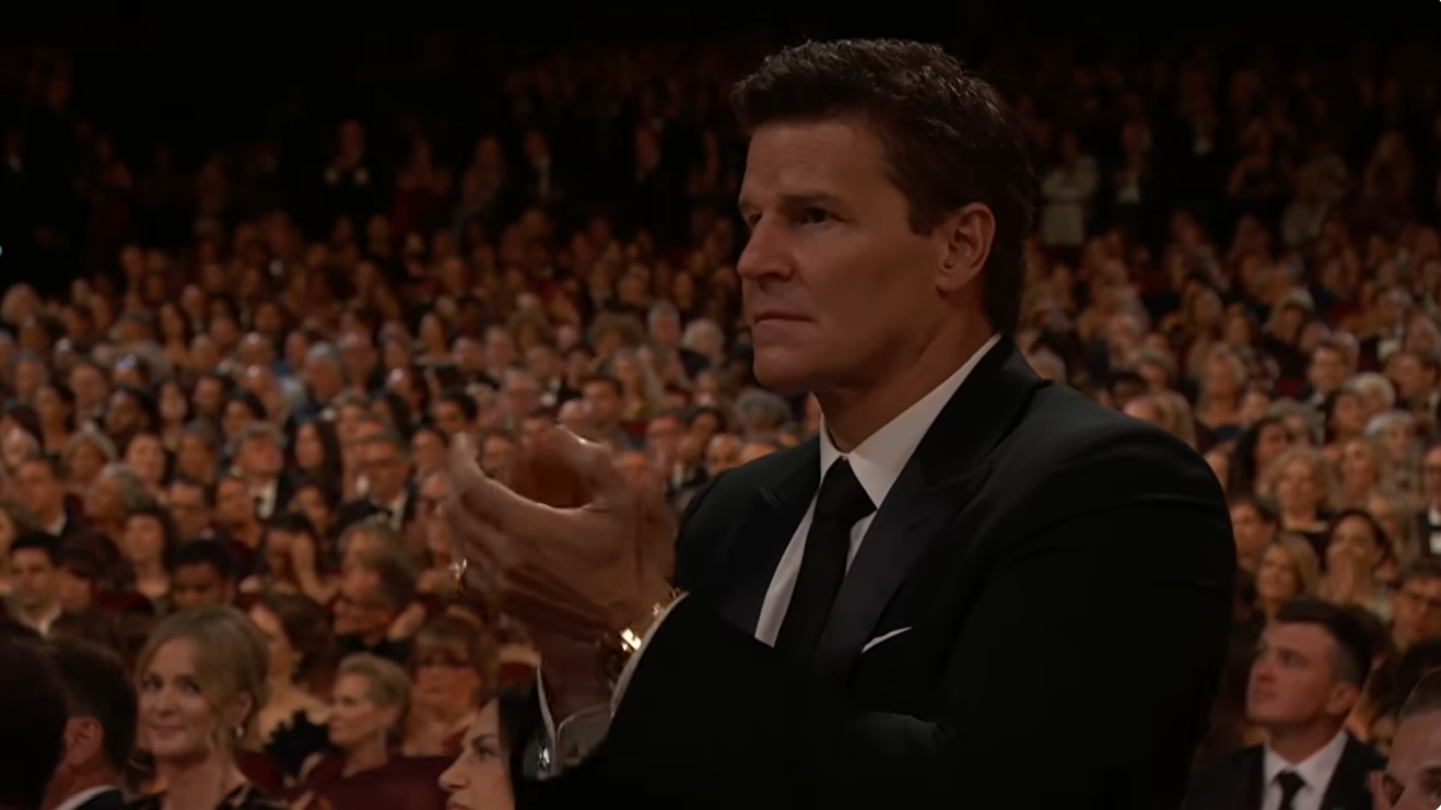 David Boreanaz applauds Michael Fox's speech during the 78th Emmy Awards ceremony. | Source: YouTube/Television Academy