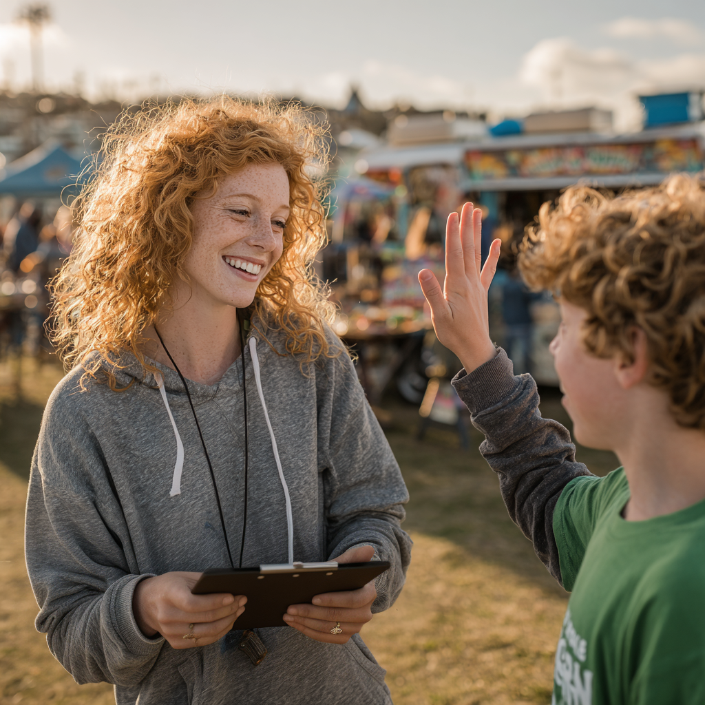 A happy woman getting a high-five from a boy | Source: Midjourney