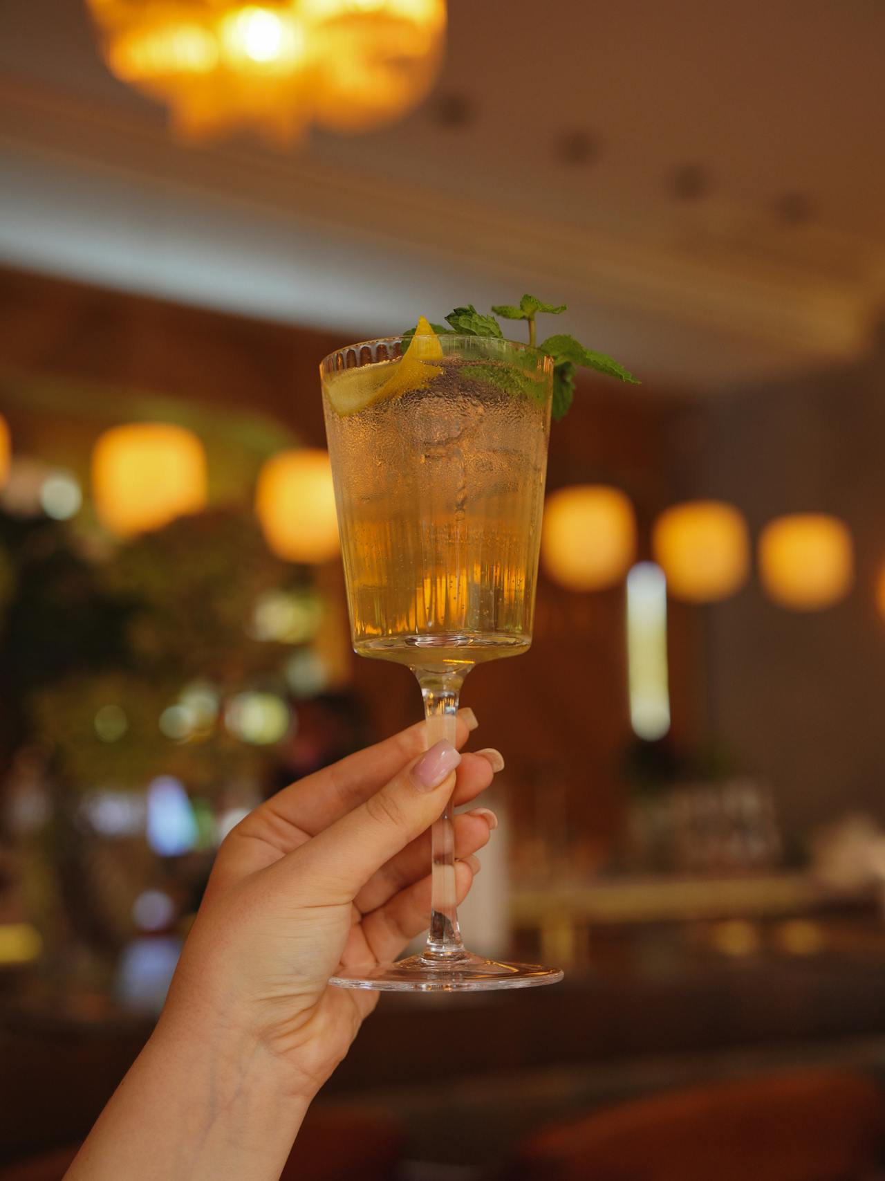 Close-up shot of a woman raising a toast with a glass of cold beverage | Source: Pexels