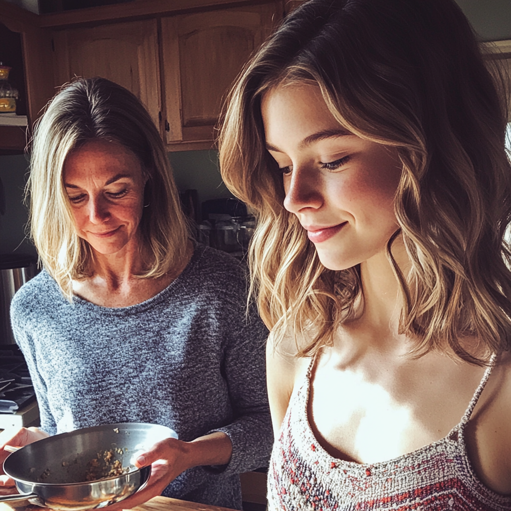 A mother and daughter duo in the kitchen | Source: Midjourney