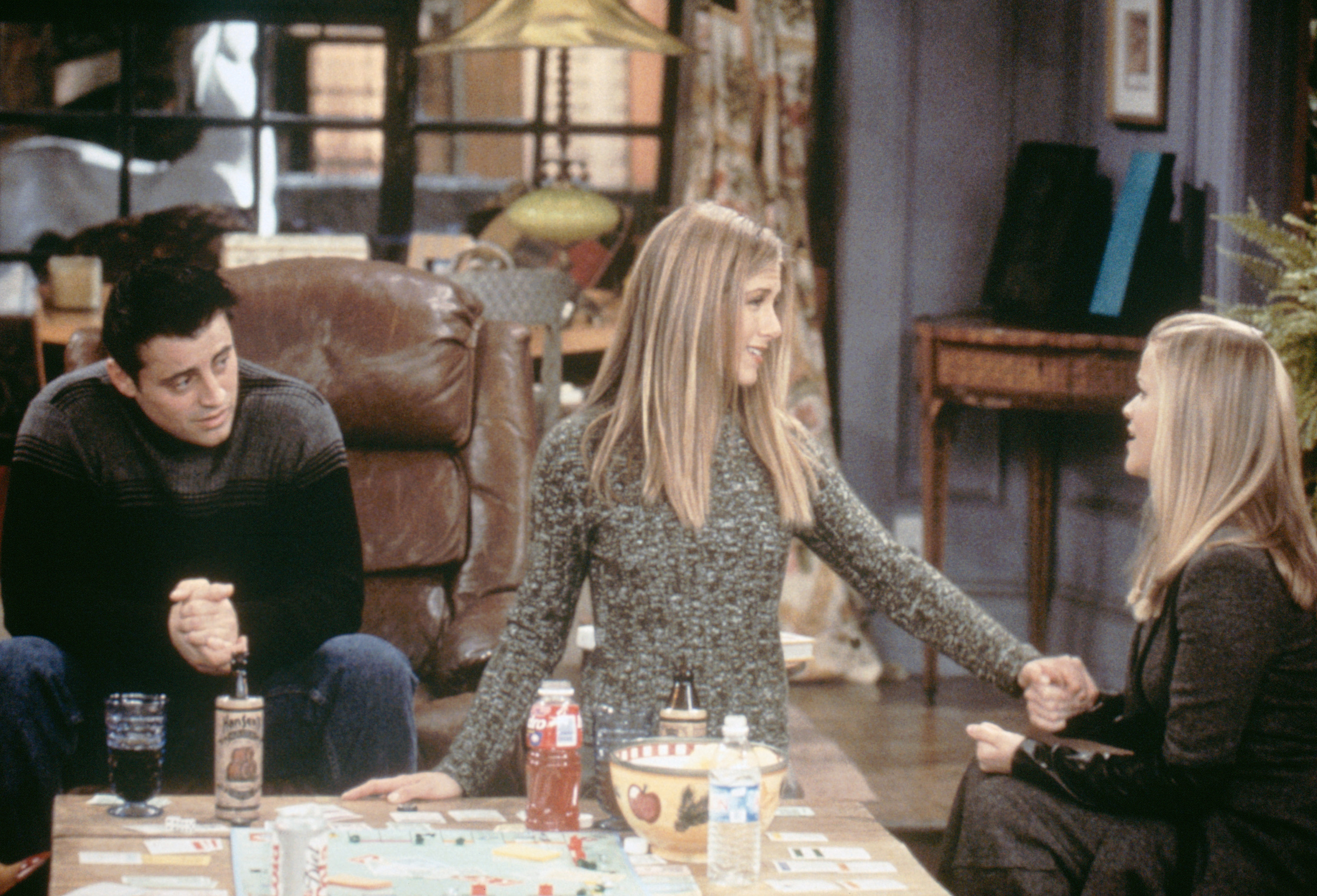 Matt LeBlanc as Joey Tribbiani, Jennifer Aniston as Rachel Green, Reese Witherspoon as Jill Green on "FRIENDS" circa 2000. | Source: Getty Images