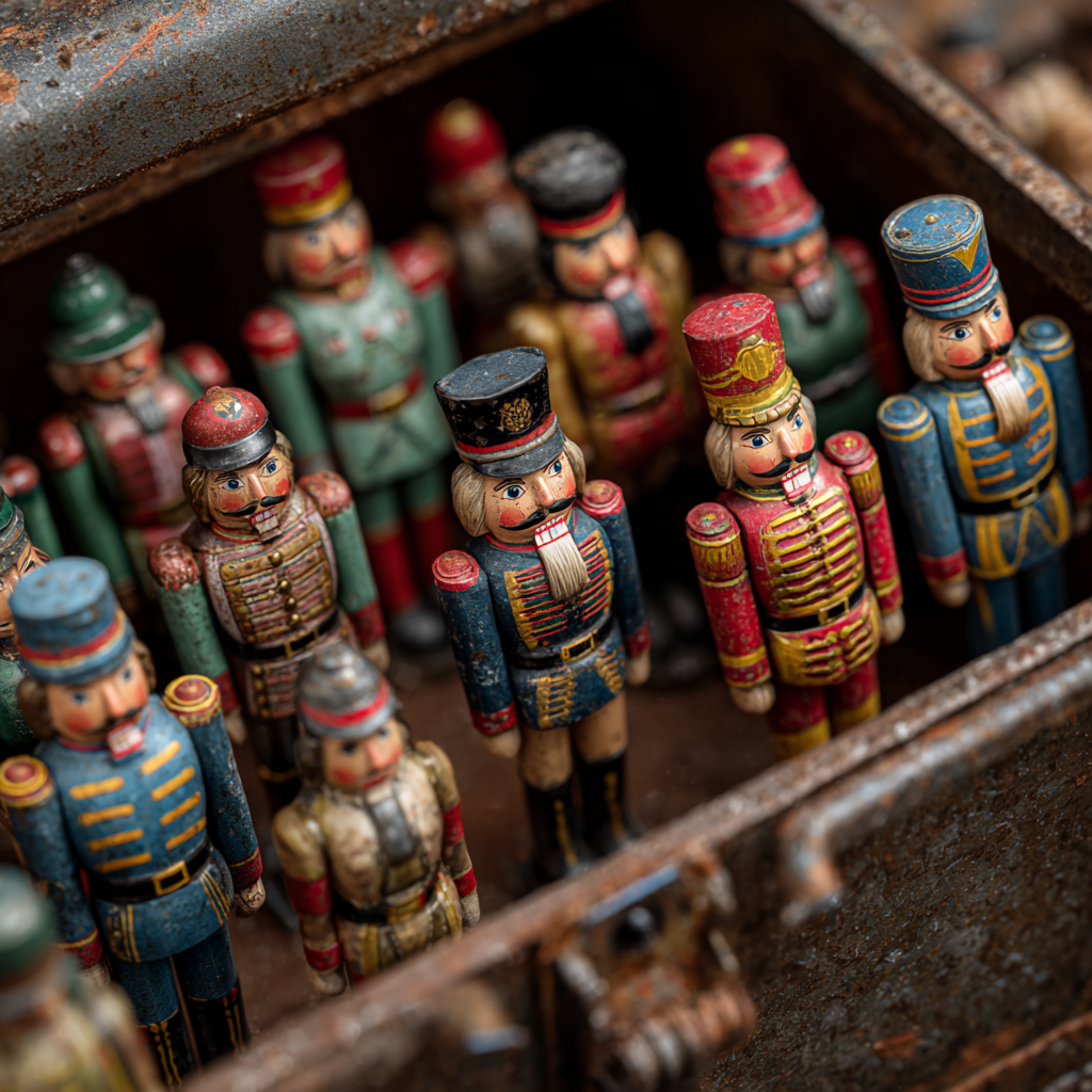Colorful toy soldiers in a rusty box | Source: Midjourney