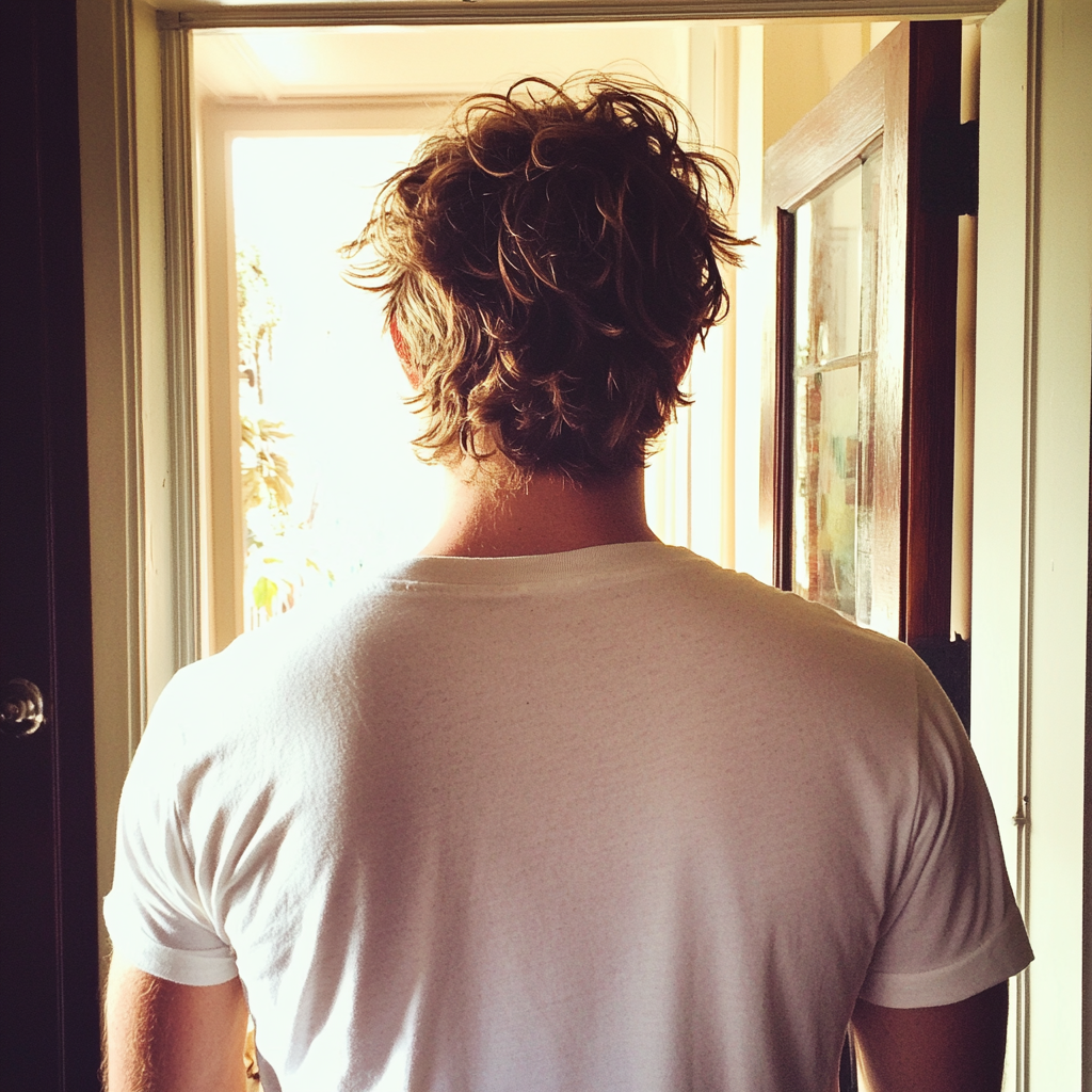A man standing at a front door | Source: Midjourney
