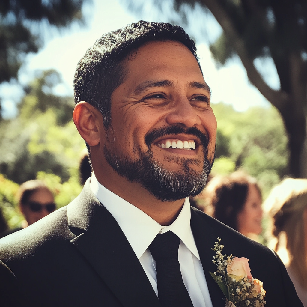 A smiling wedding officiant | Source: Midjourney