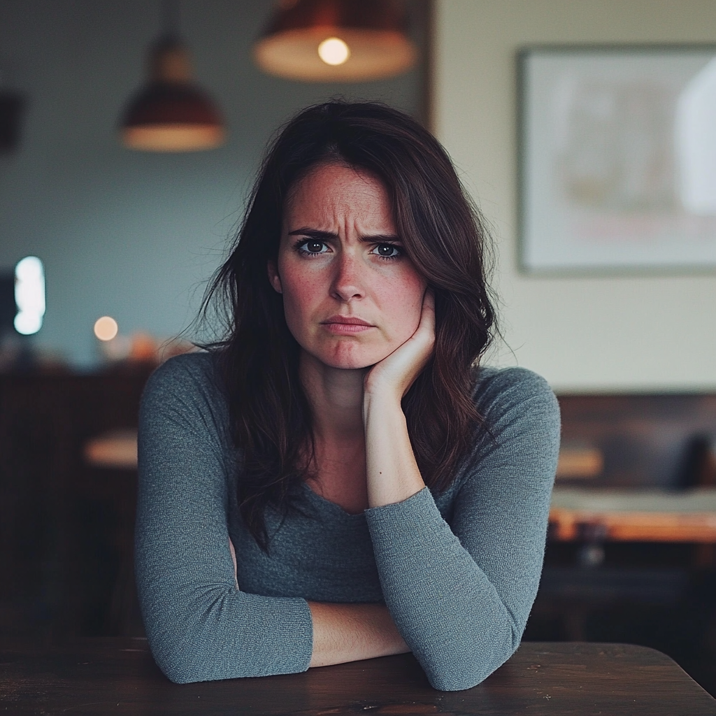 Una mujer sentada a una mesa | Fuente: Midjourney