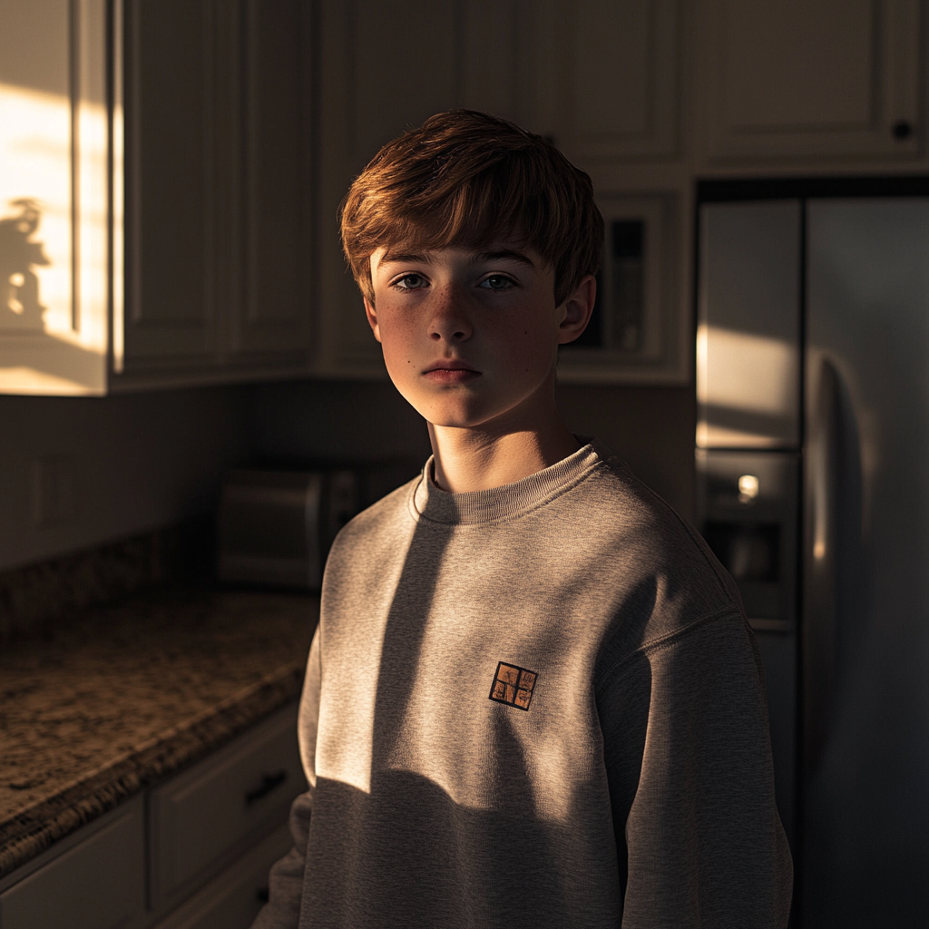 A boy standing in a kitchen | Source: Midjourney