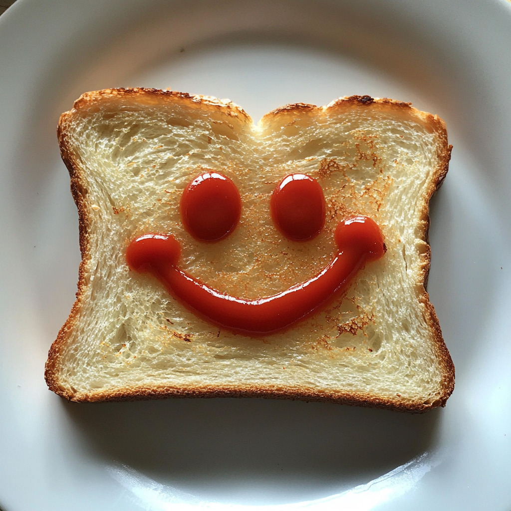 A smiley face on a slice of toast | Source: Midjourney