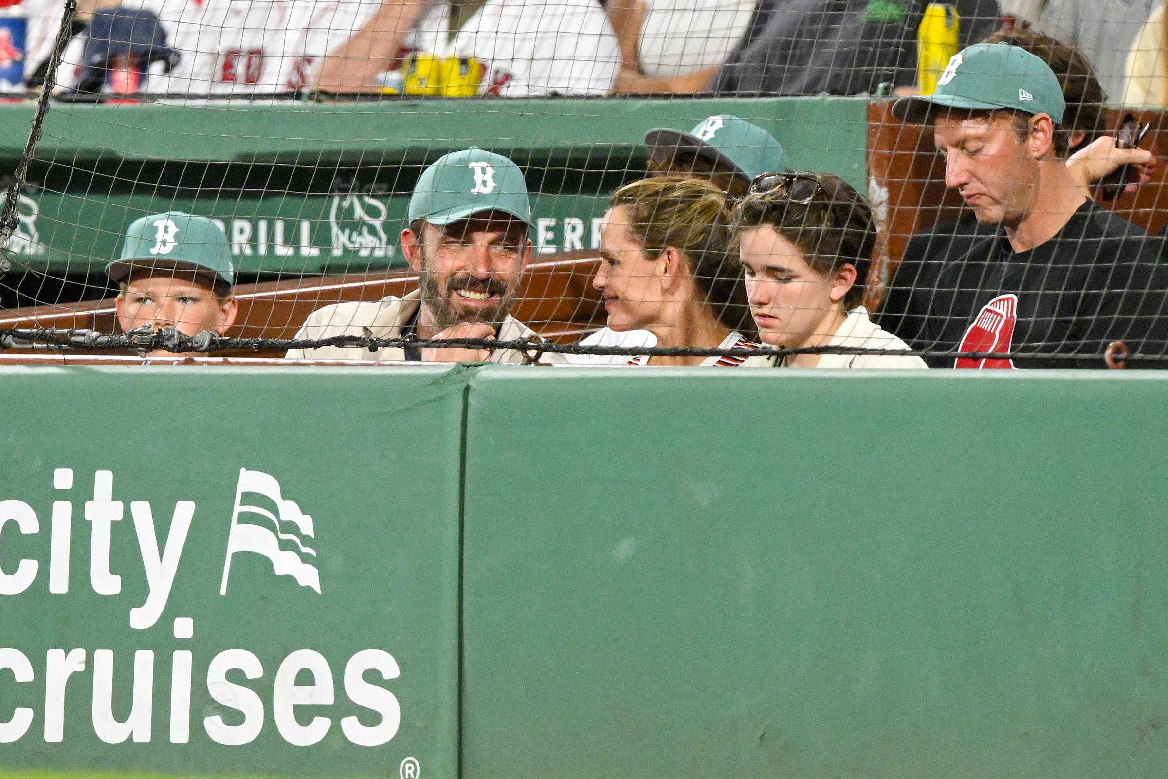 Ben Affleck and Jennifer Garner watching a ball game with their children at Fenway Park on July 11, 2025 in Boston, Massachusetts | Source: Getty Images