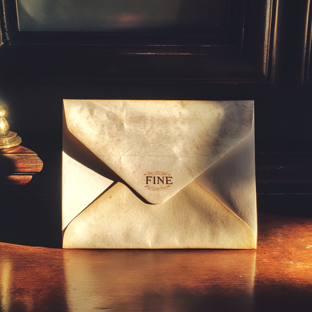 Um envelope apoiado em uma moldura | Fonte: Midjourney