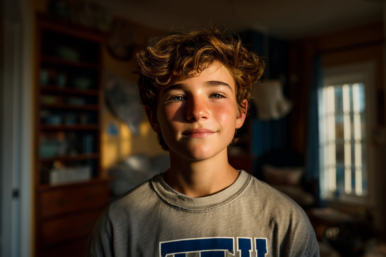 A boy looking straight ahead | Source: Midjourney