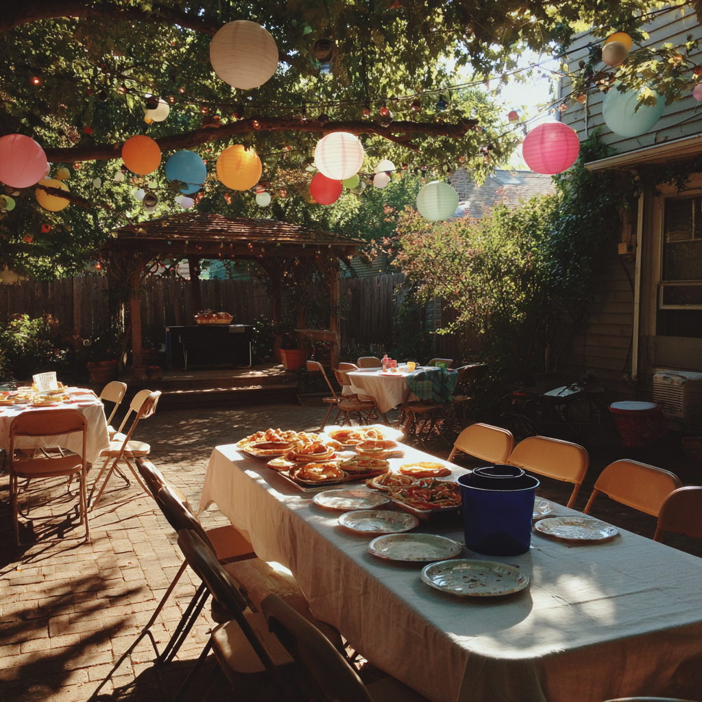 A backyard party set-up | Source: Midjourney
