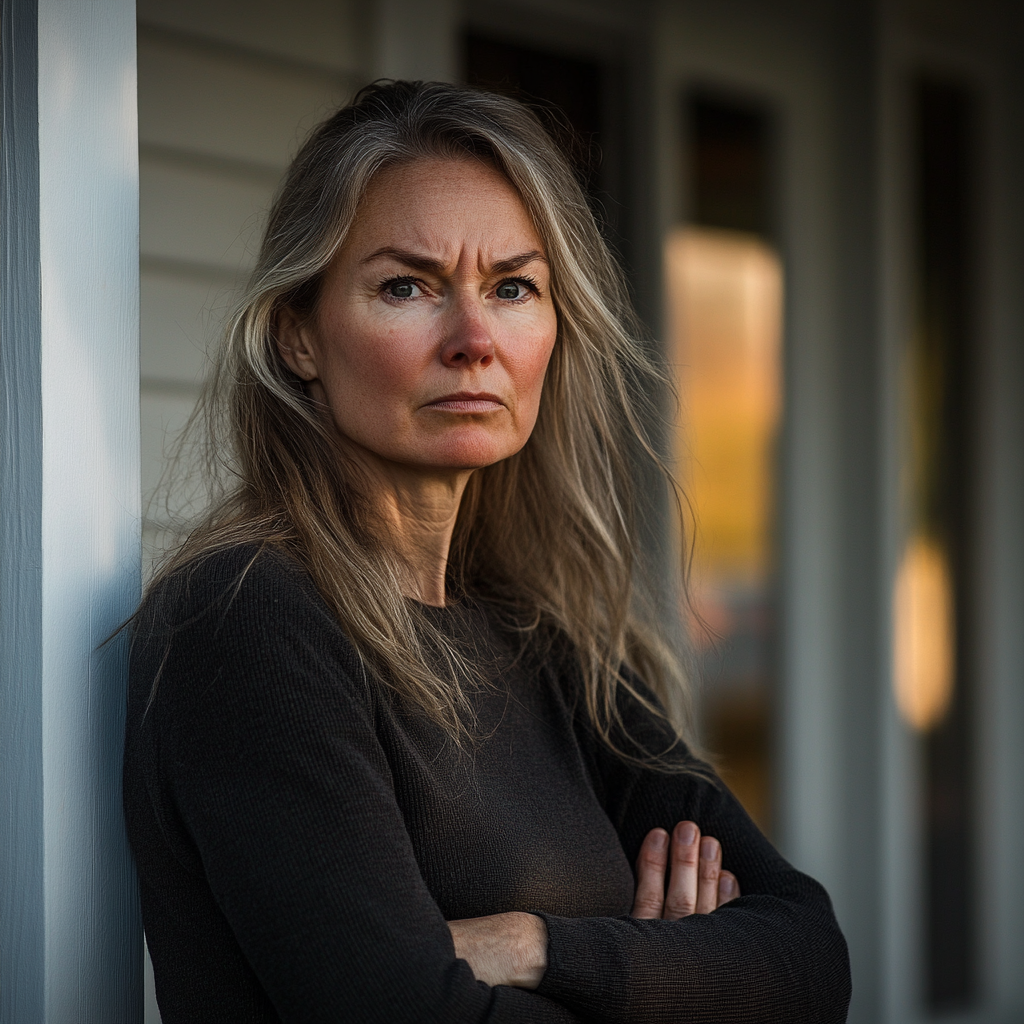 An angry woman on the porch | Source: Midjourney