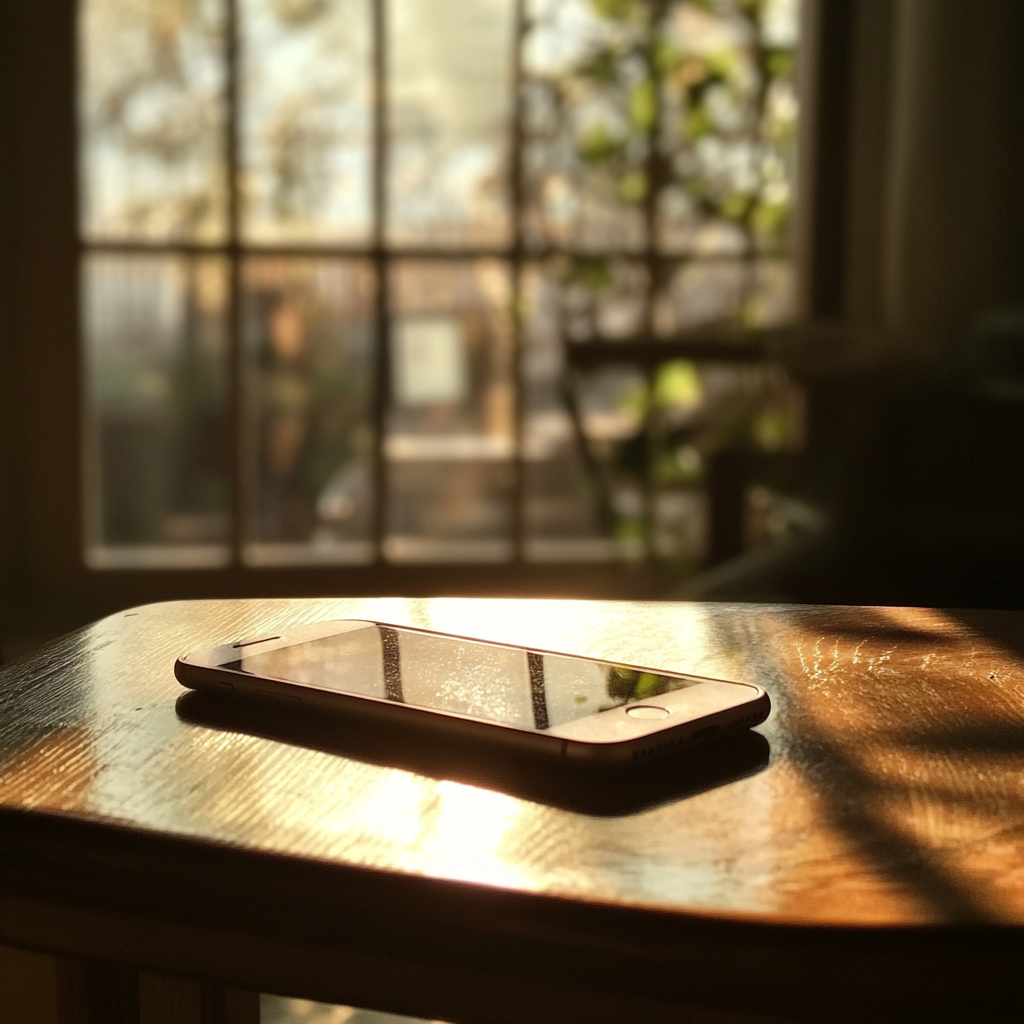 A cellphone on a table | Source: Midjourney