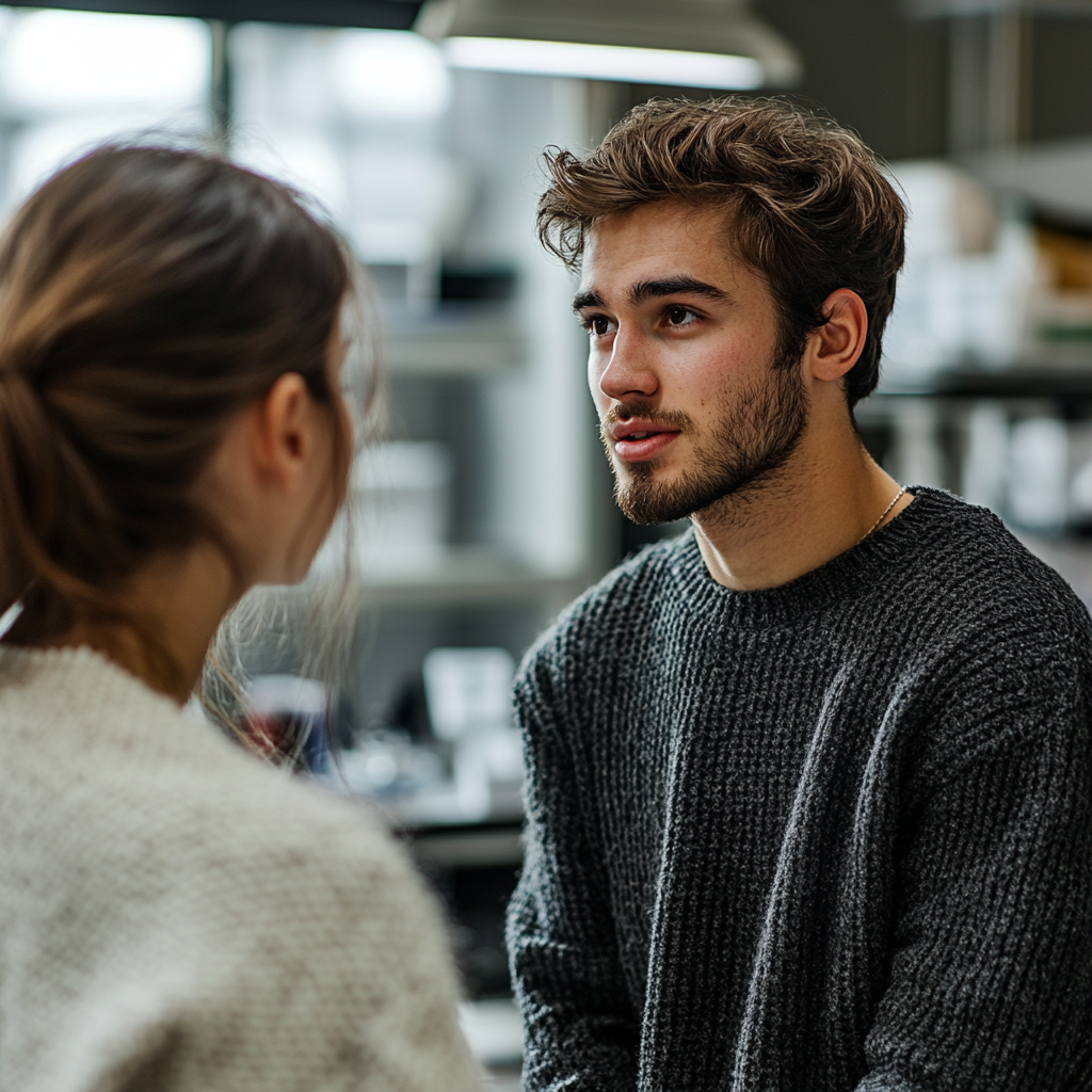 A lab worker talking to a woman | Source: Midjourney