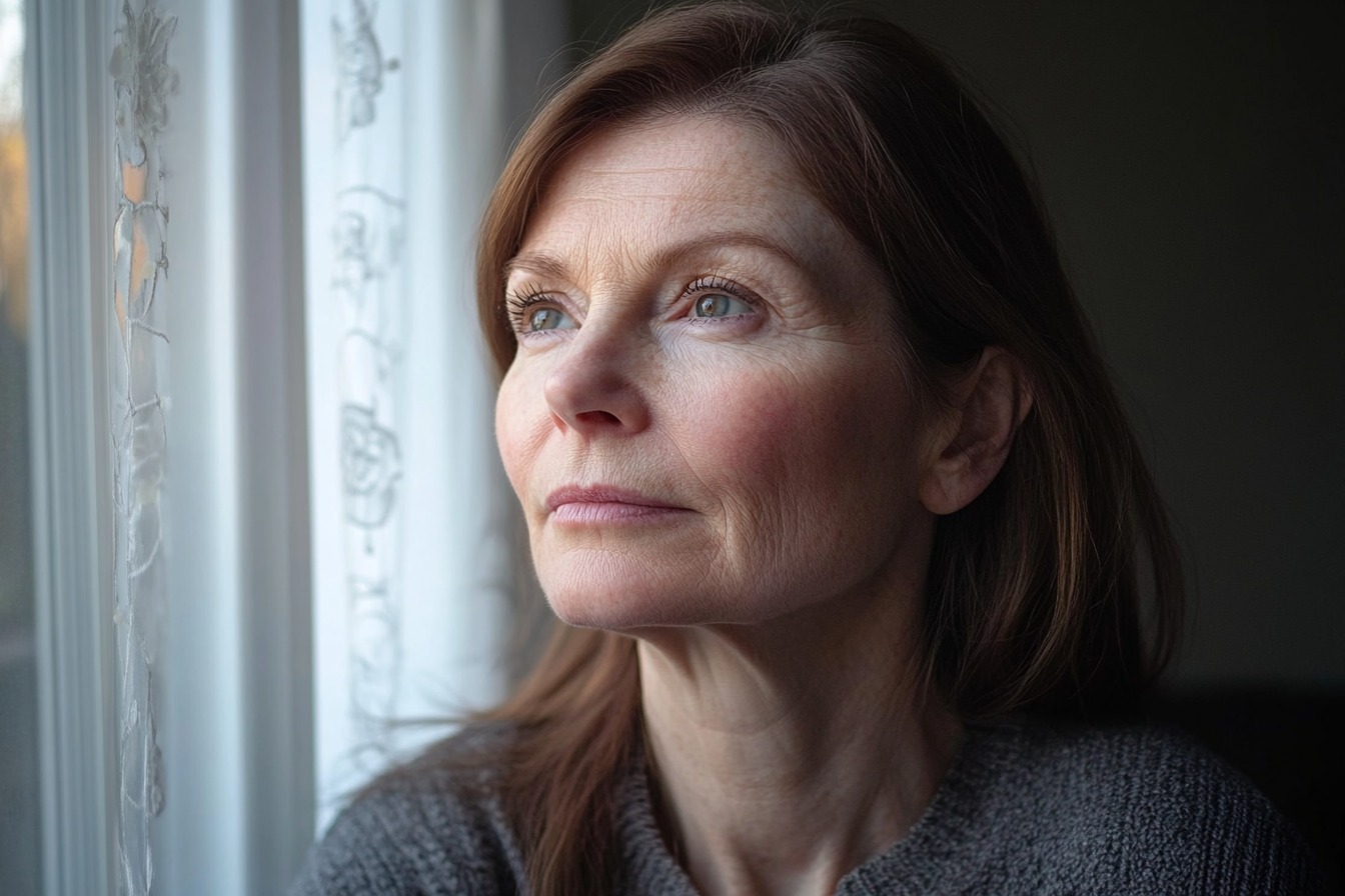 A woman looking outside a window | Source: Midjourney