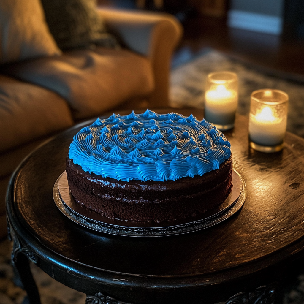 A cake on a coffee table | Source: Midjourney