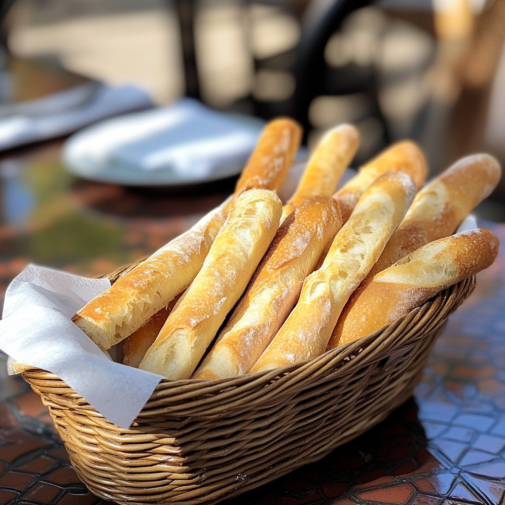 A basket of breadsticks | Source: Midjourney