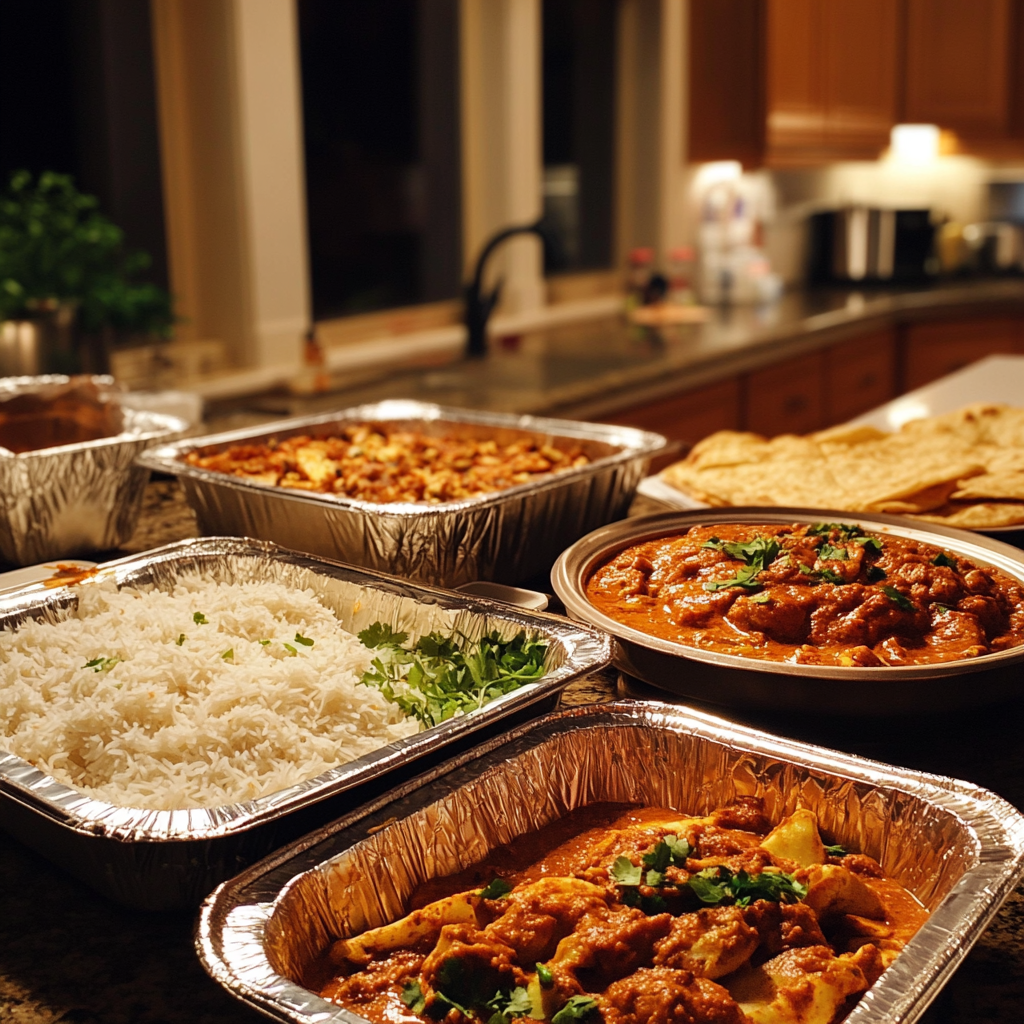 Indian takeout on a kitchen counter | Source: Midjourney