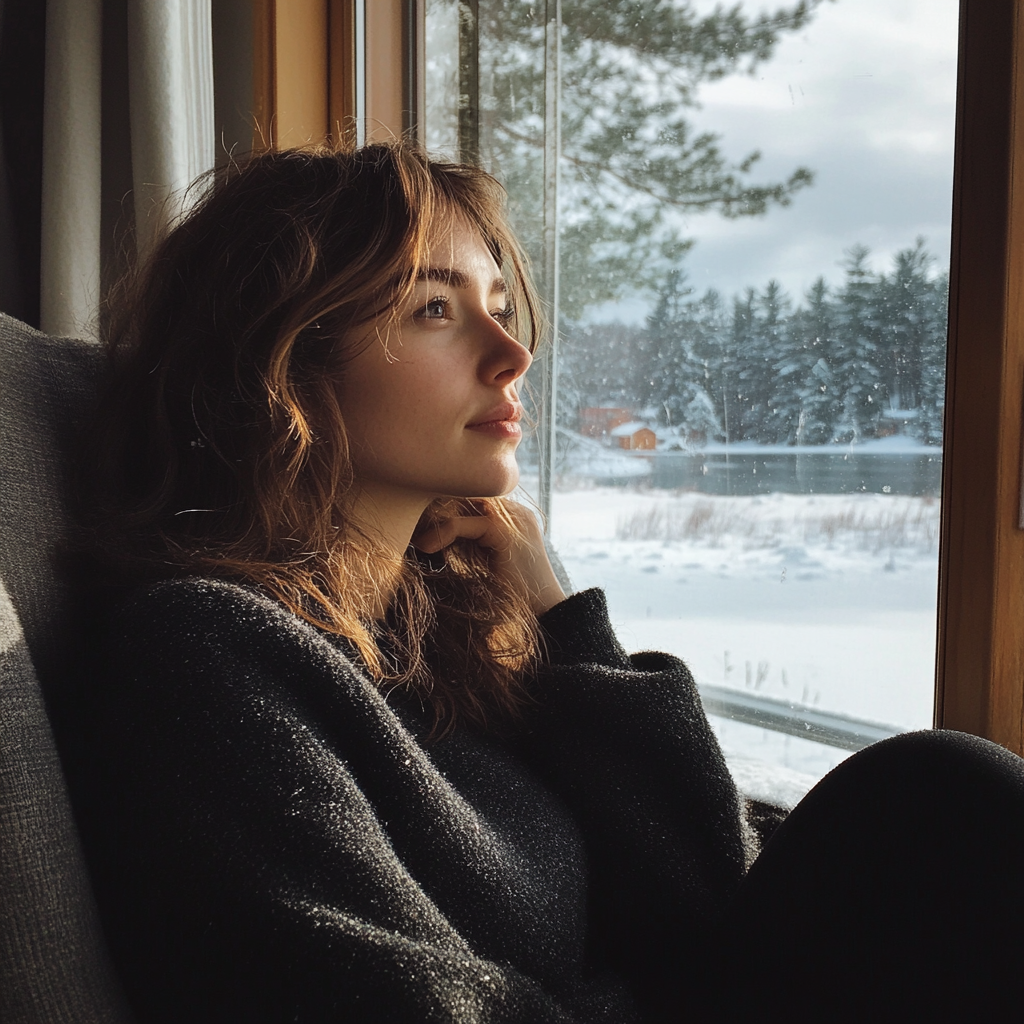 A woman sitting on a couch | Source: Midjourney