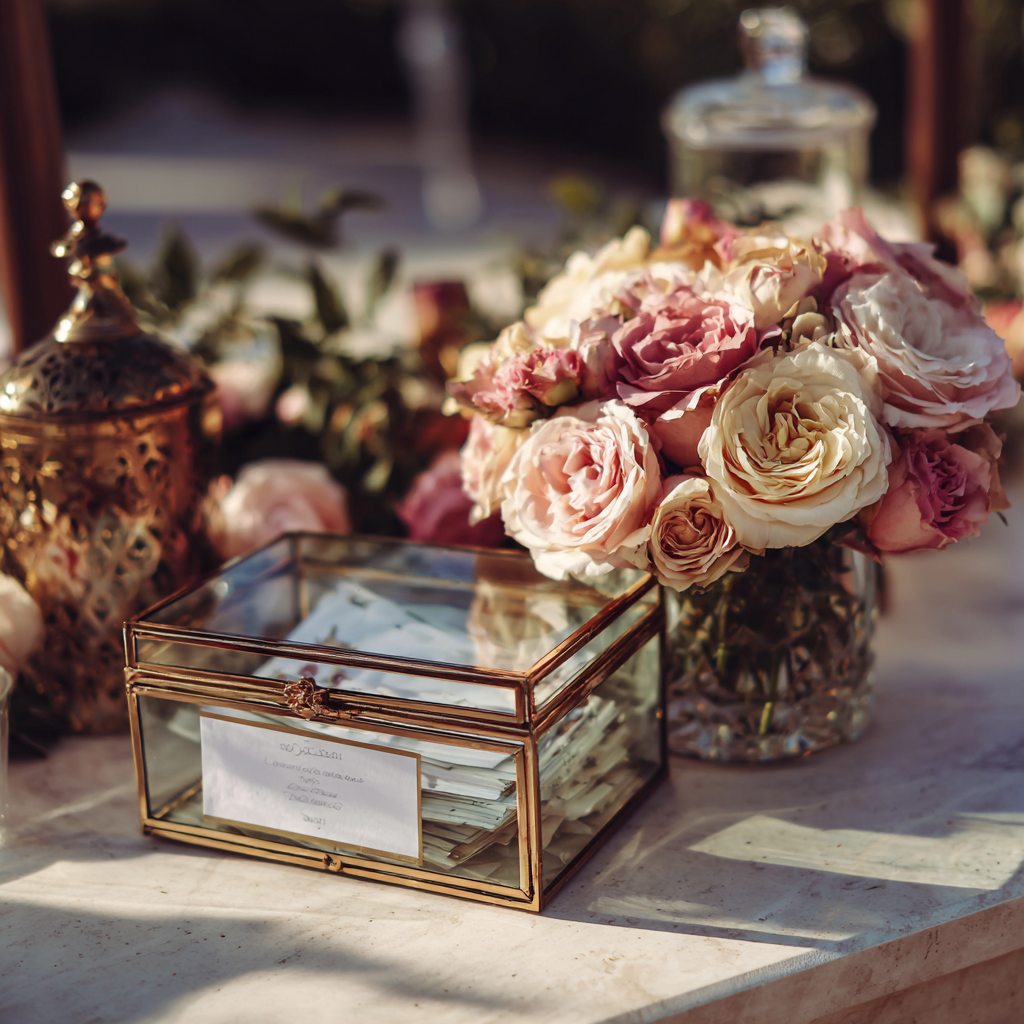 A glass card box on a table | Source: Midjourney