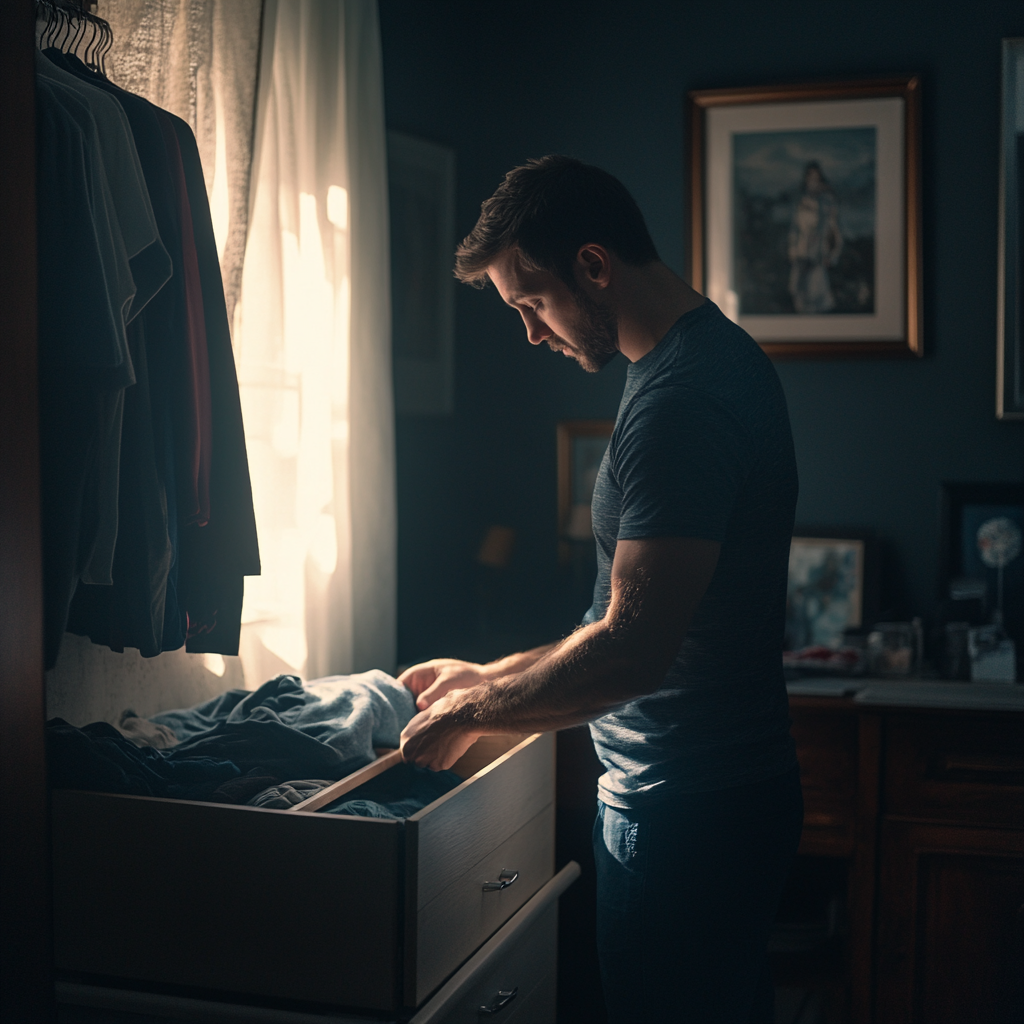 A man going through a drawer | Source: Midjourney