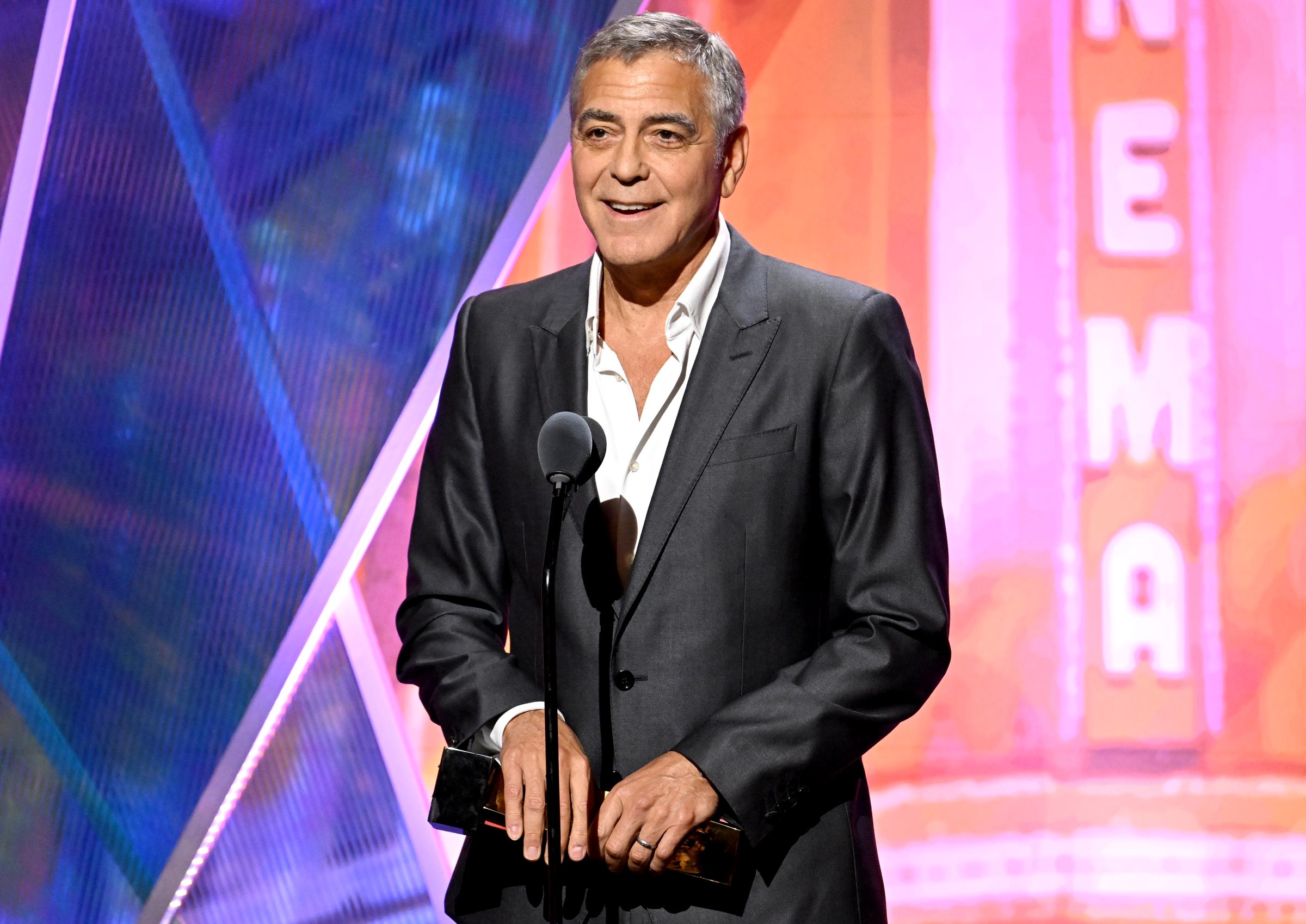 George Clooney accepts Best TV Actor / Best Actor for "Jay Kelly" onstage during the 2026 Annual Movies for Grownups Awards with AARP at Beverly Wilshire, A Four Seasons Hotel on January 10, 2026 in Beverly Hills, California. | Source: Getty Images