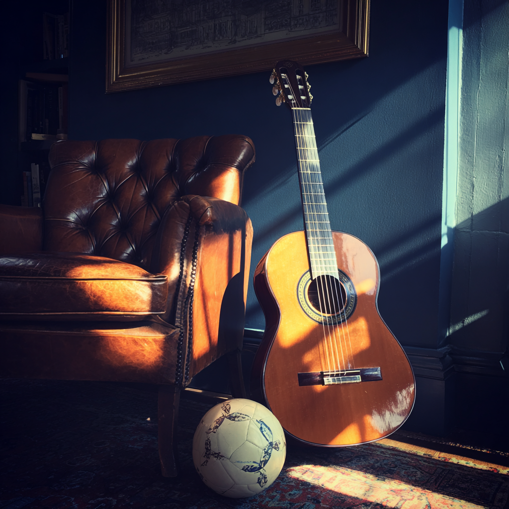 A guitar in a living room | Source: Midjourney