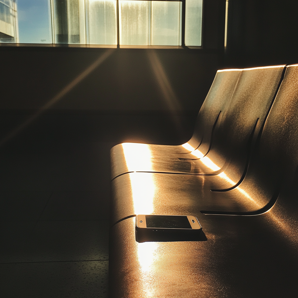 A phone on a bench | Source: Midjourney