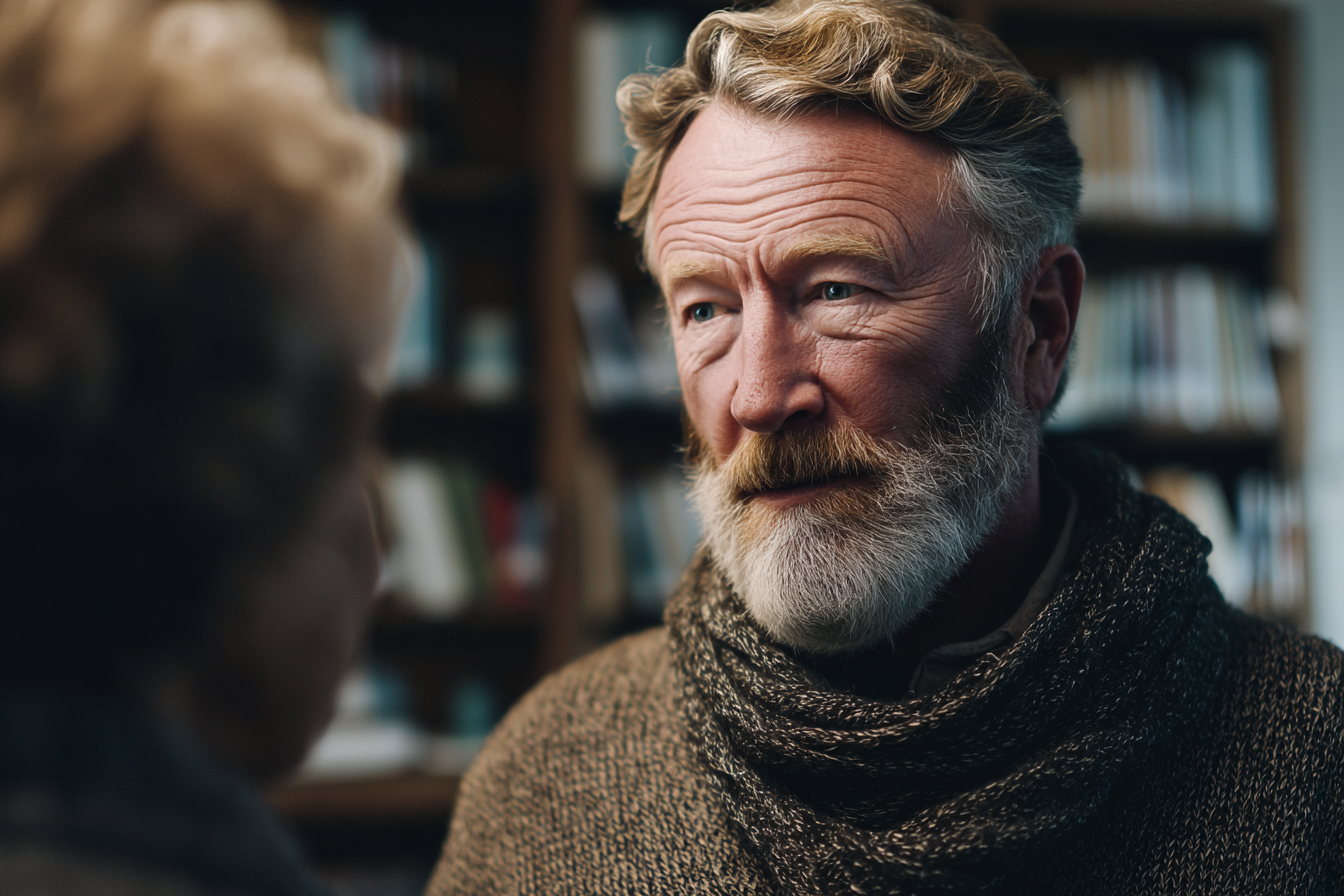 A man talking to his wife | Source: Midjourney