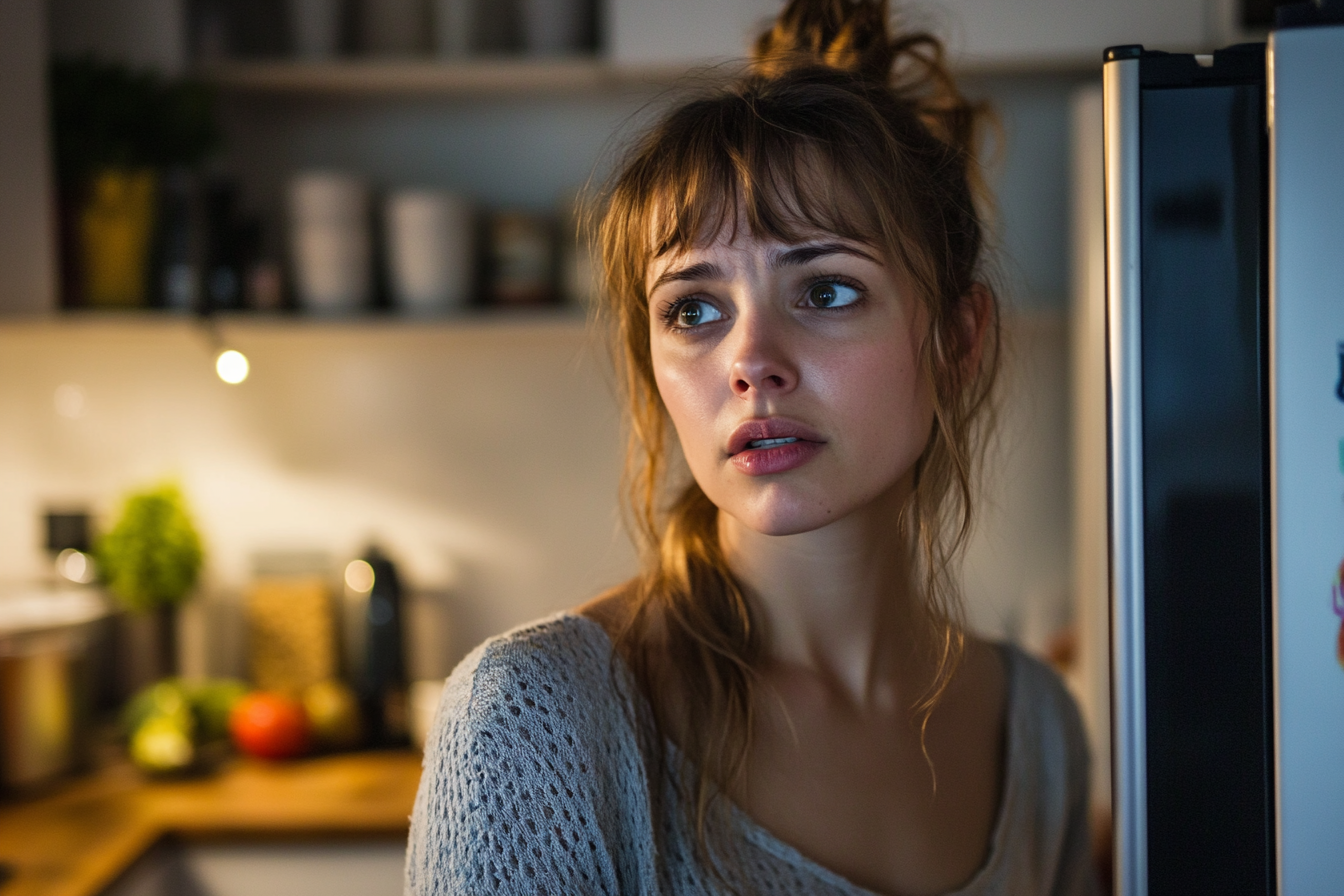 A thoughtful-looking woman in a kitchen | Source: Midjourney