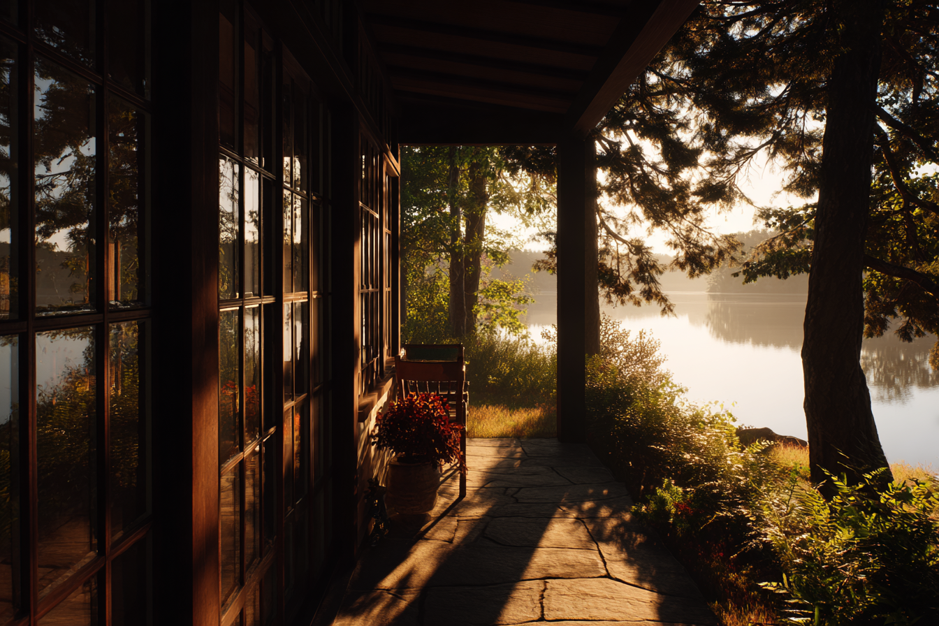 Windows of a lake house | Source: Midjourney