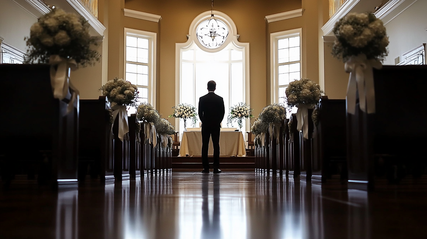 A man alone at the altar | Source: Midjourney