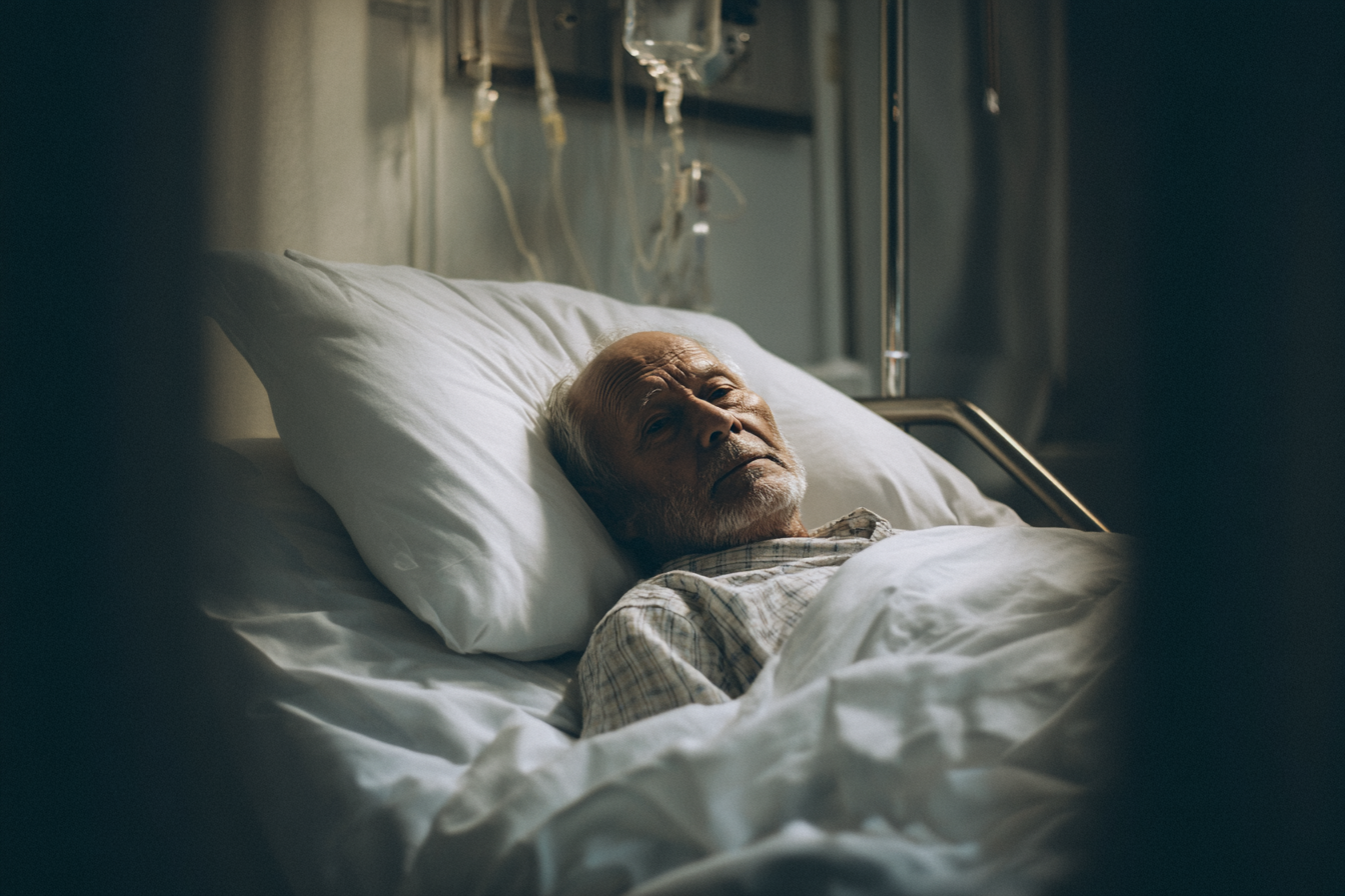 A man in a hospital bed | Source: Midjourney