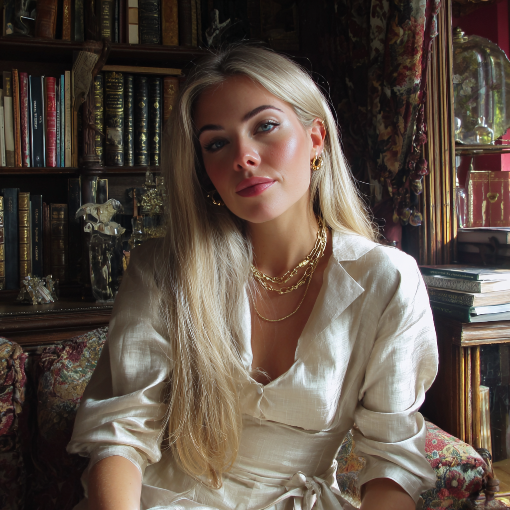 A woman sitting in a home office | Source: Midjourney
