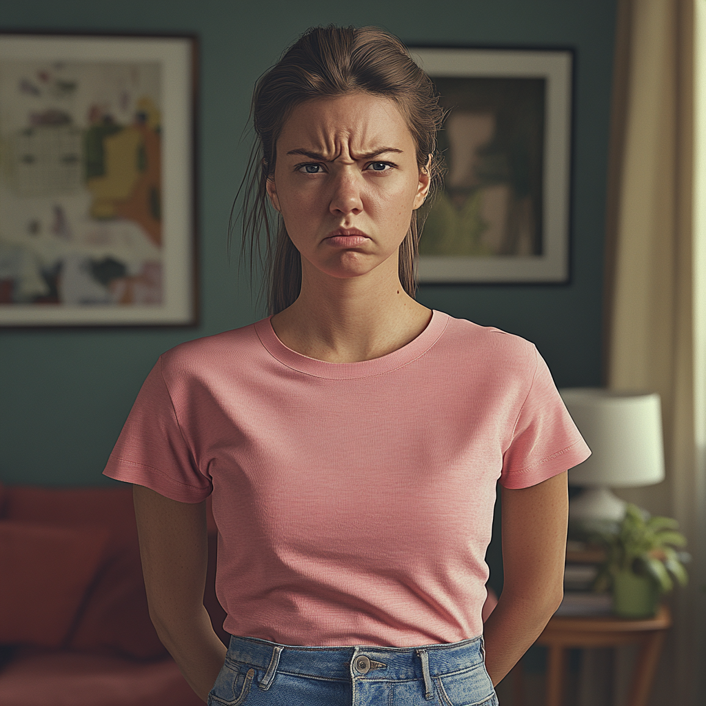 Une femme debout dans la maison de sa sœur | Source : Midjourney