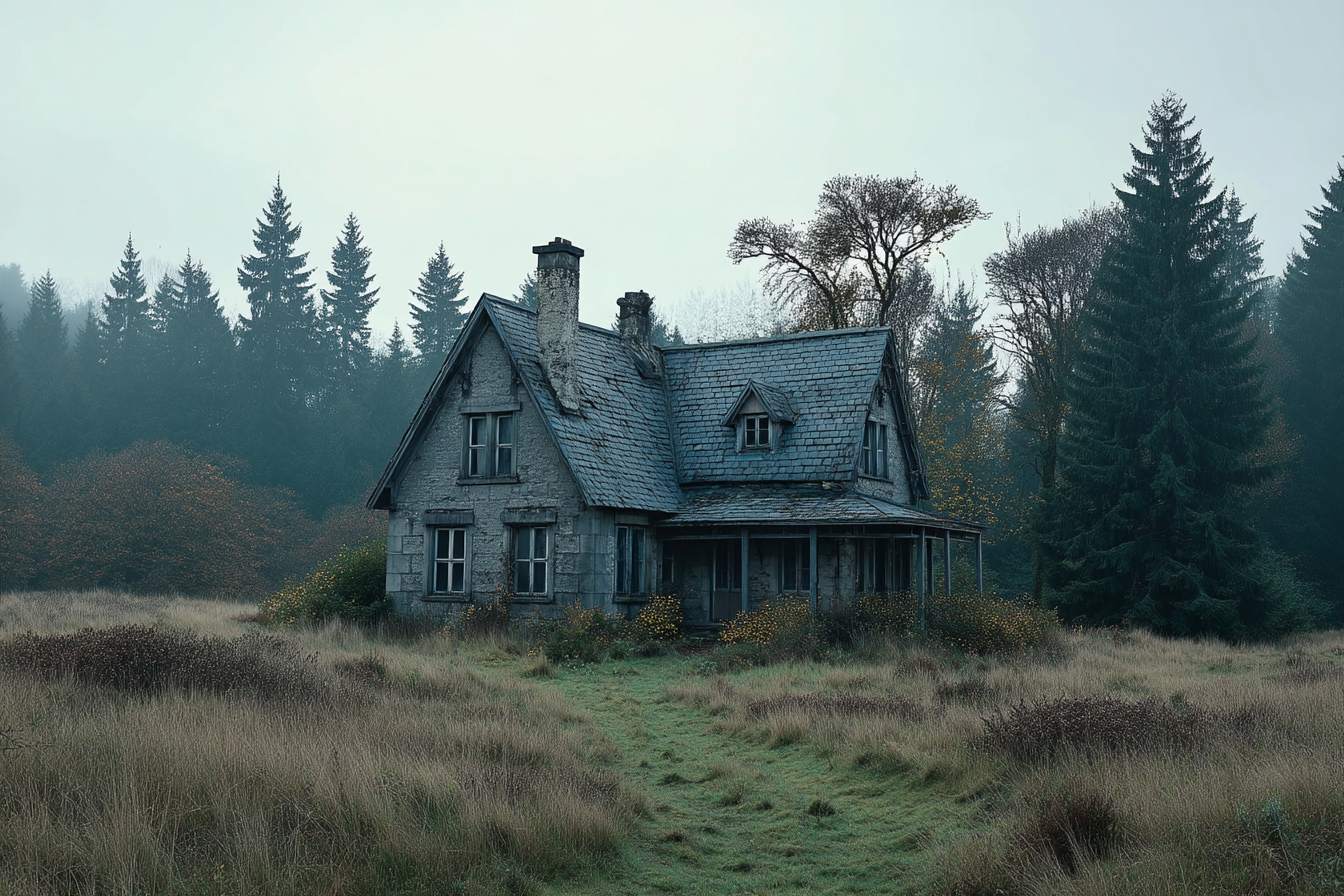 A house in the middle of an empty field | Source: Midjourney