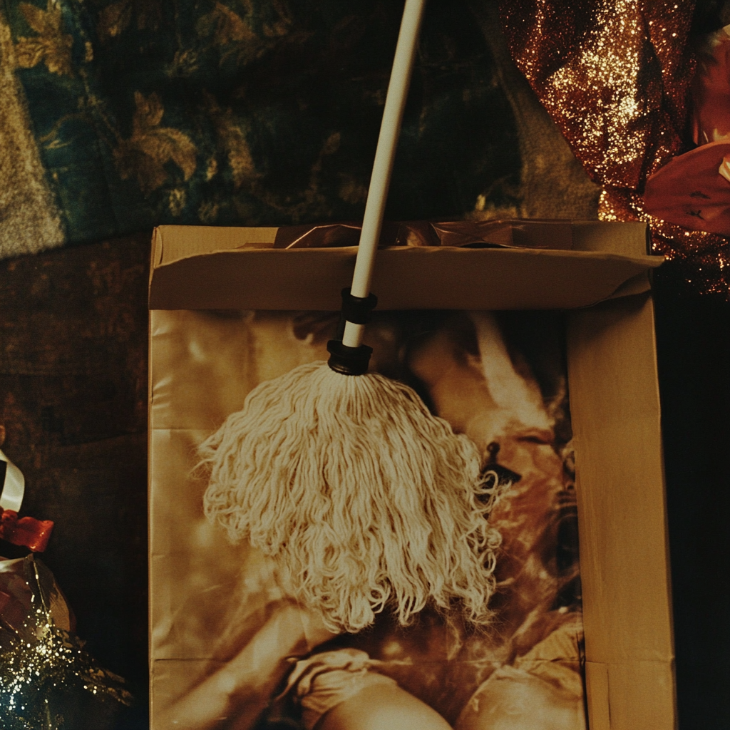 A mop in a gift box | Source: Midjourney