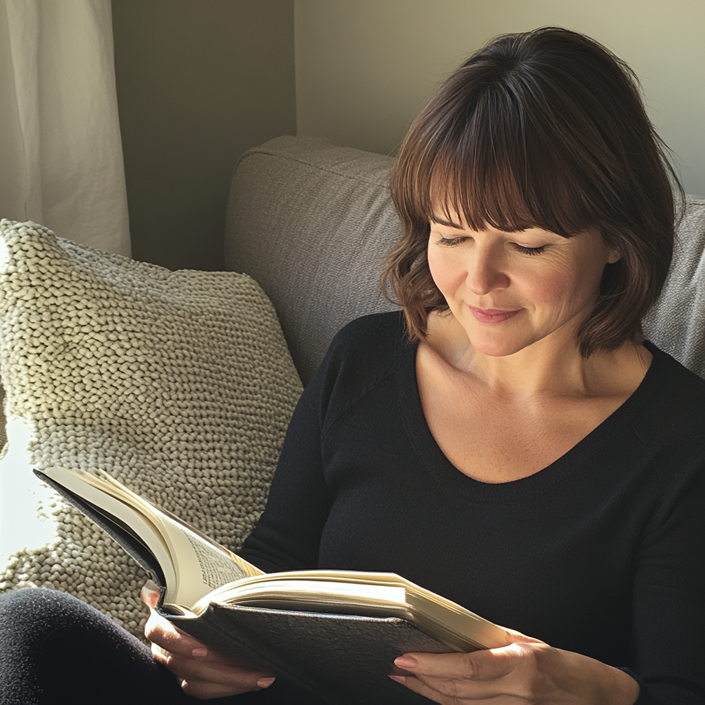 A woman reading a book | Source: Midjourney