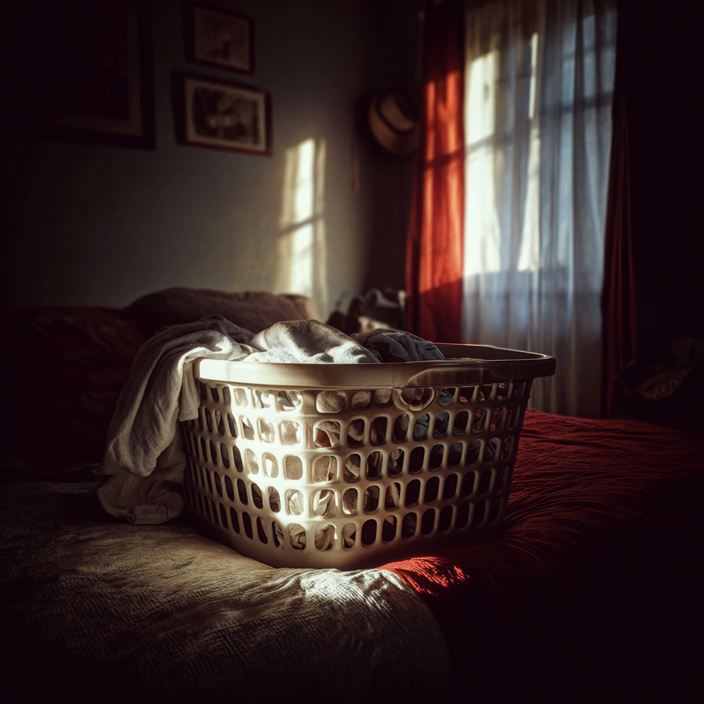 A laundry basket on a bed | Source: Midjourney