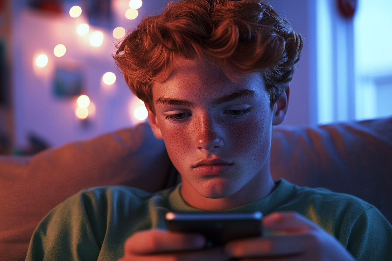 A boy using his phone | Source: Midjourney