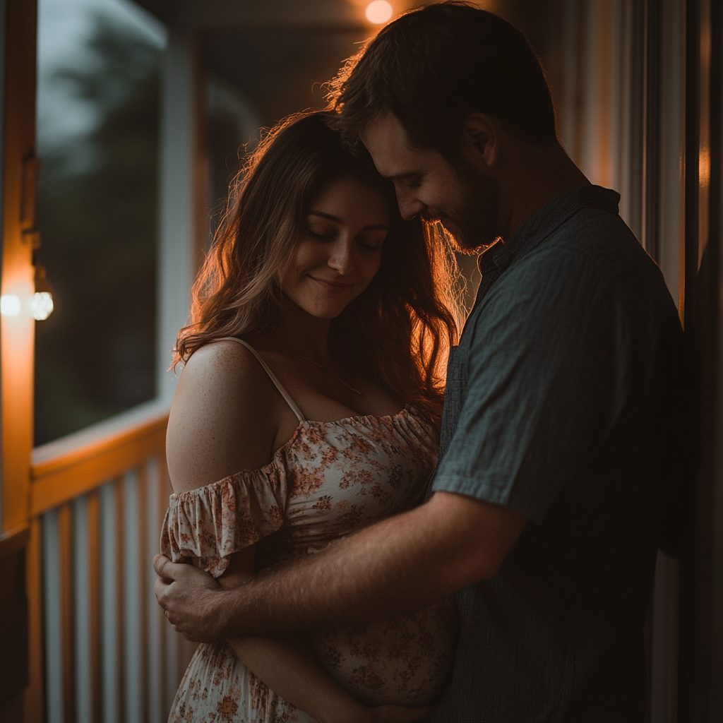 A man hugging his wife | Source: Midjourney