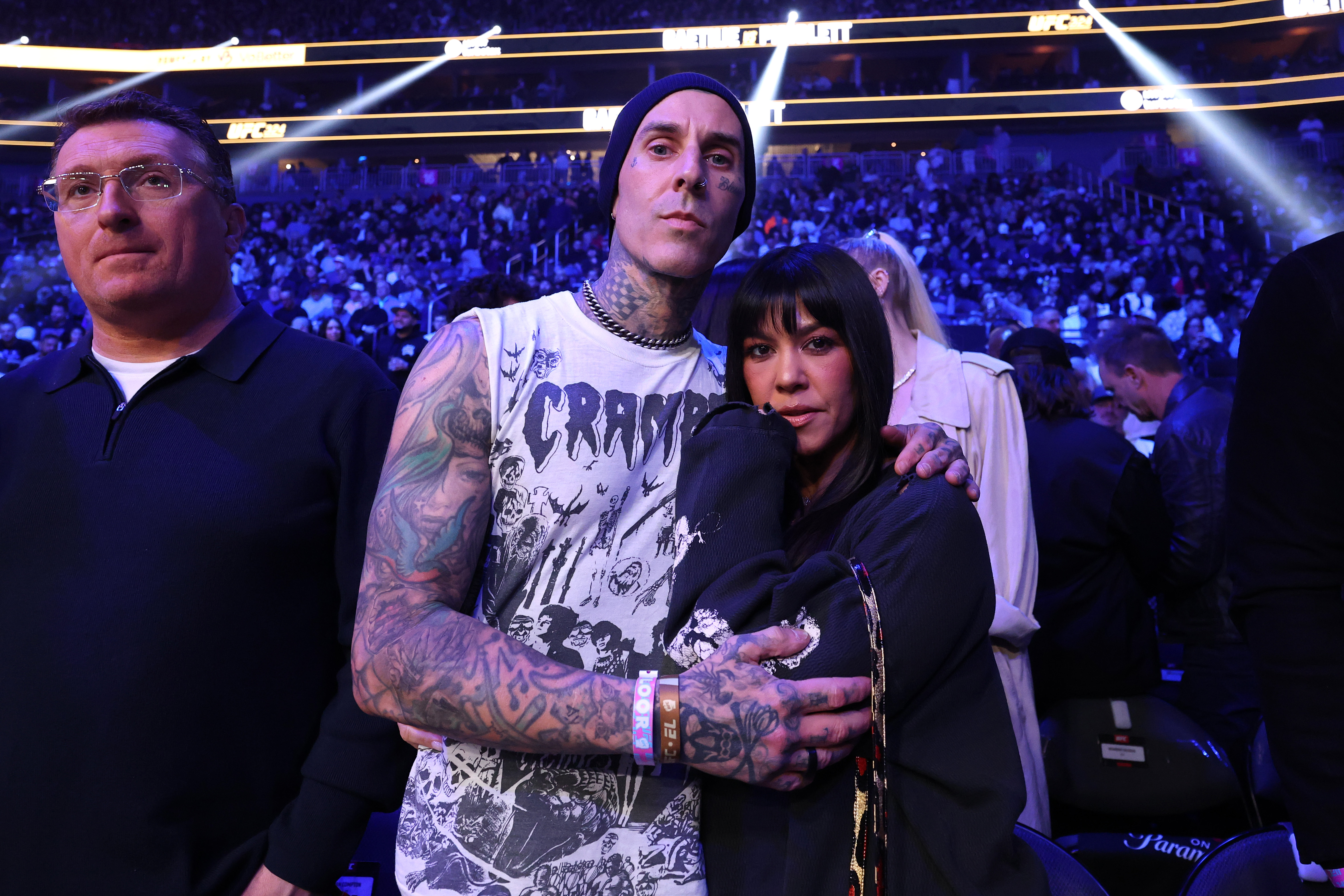 Travis Barker and Kourtney Kardashian Barker at the UFC 324 event at T-Mobile Arena on January 24, 2026, in Las Vegas, Nevada. | Source: Getty Images