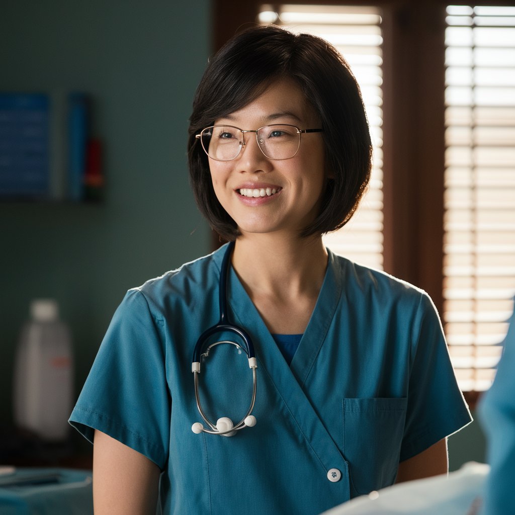 A doctor smiling as she talks to a patient | Source: Midjourney