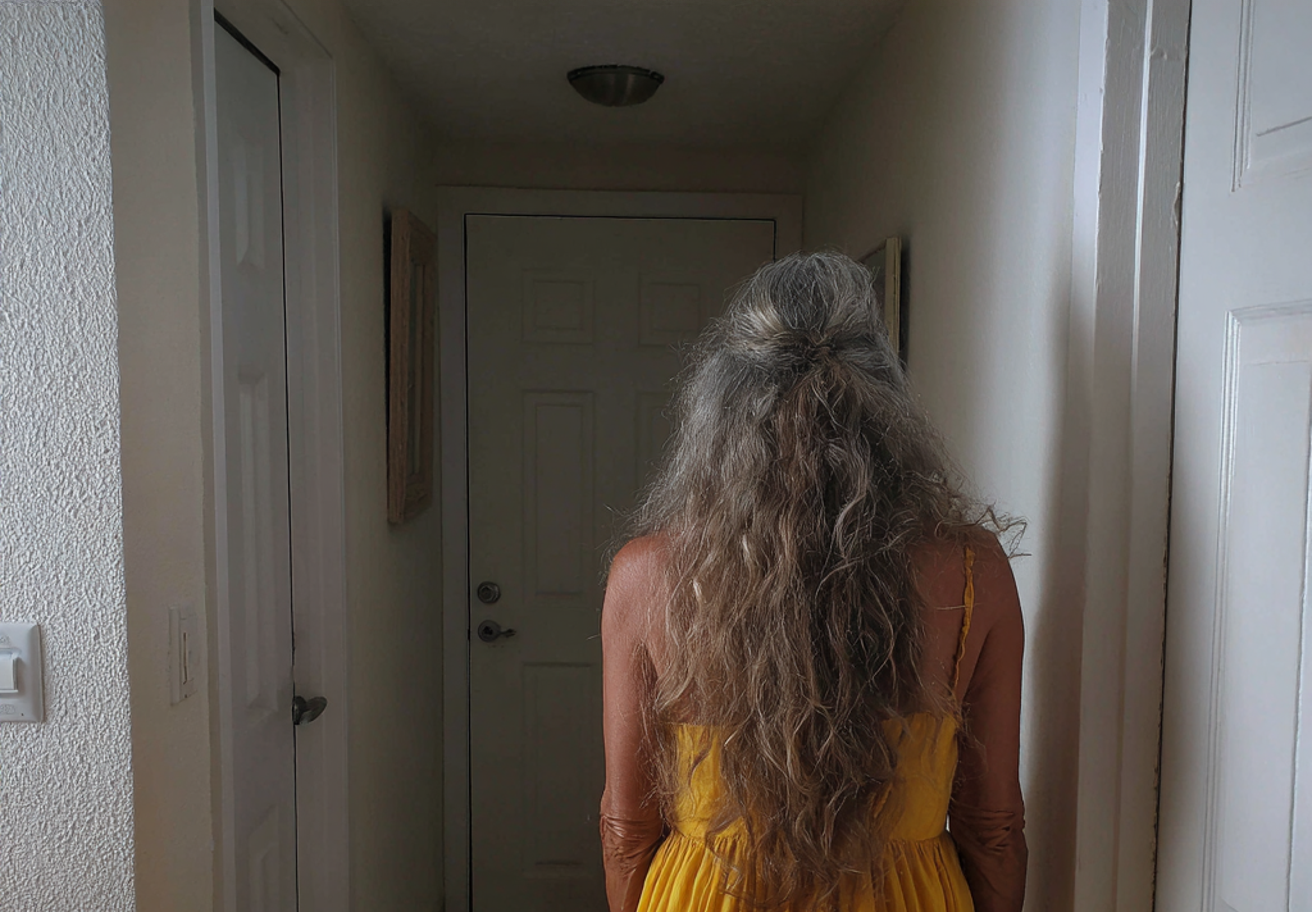 An older woman standing in a hallway | Source: Midjourney