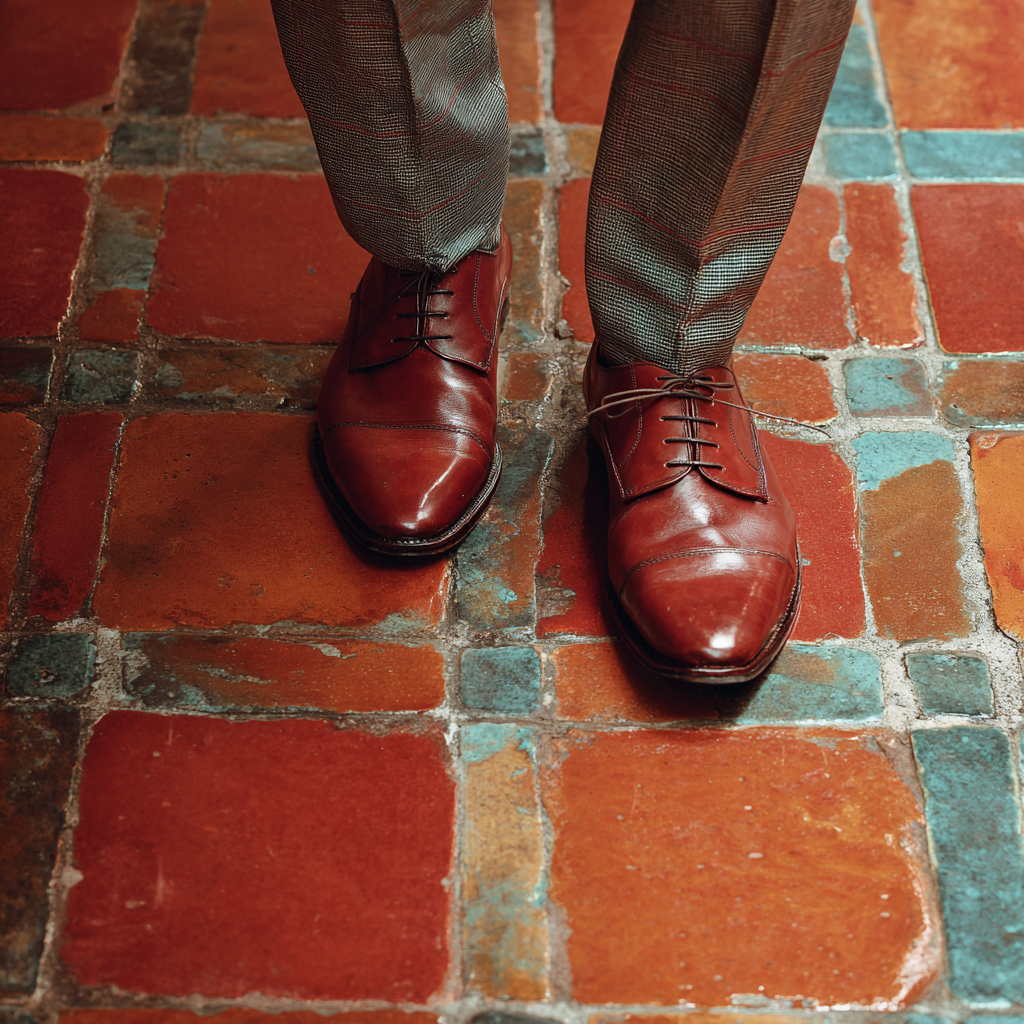 A man walking on a tiled floor | Source: Midjourney