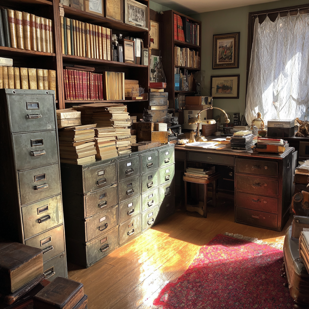 Metal filing cabinets in a room | Source: Midjourney